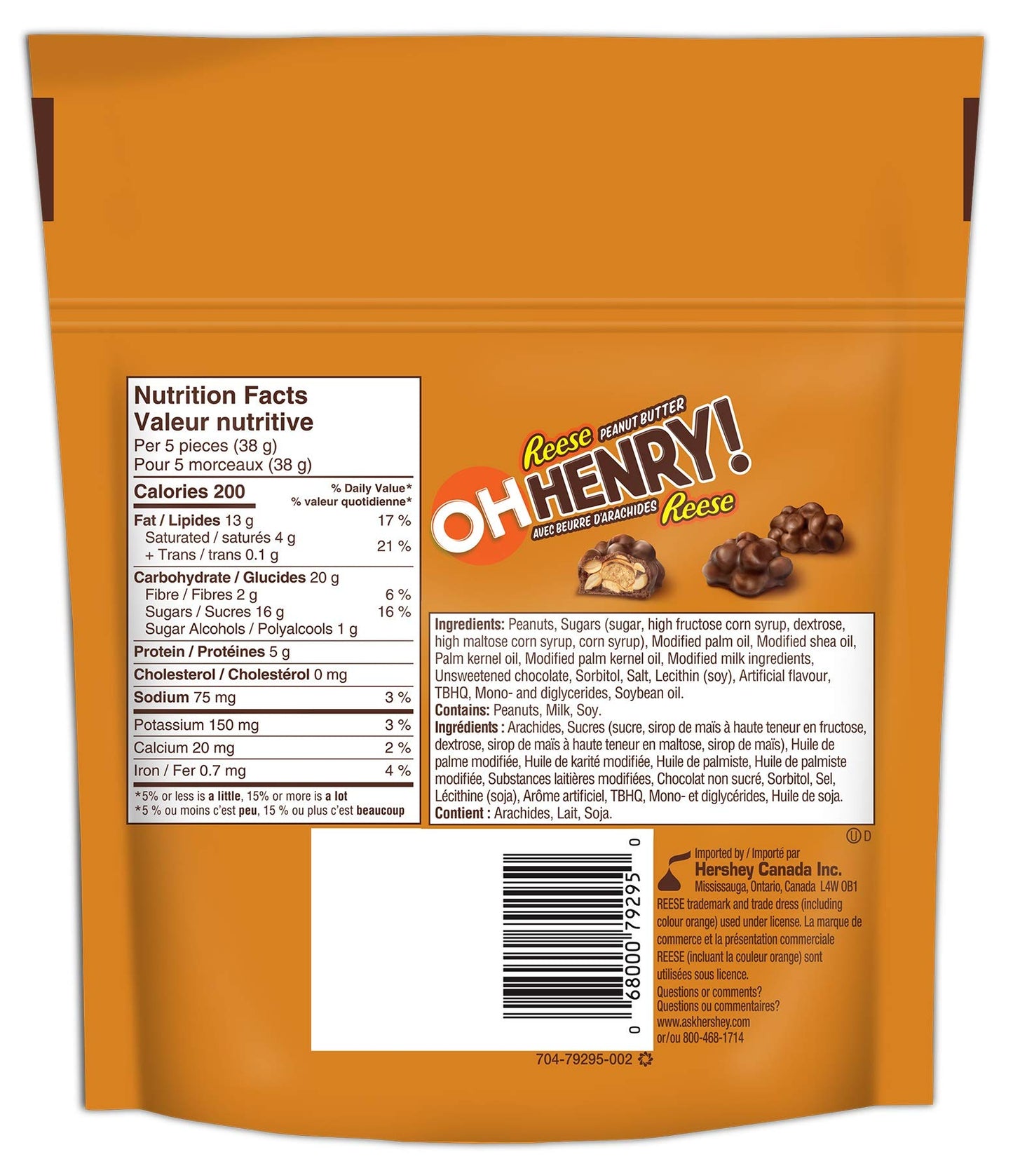 OH HENRY! Bite Sized Pieces with REESE Peanut Butter 180g/6.3oz {Imported from Canada}