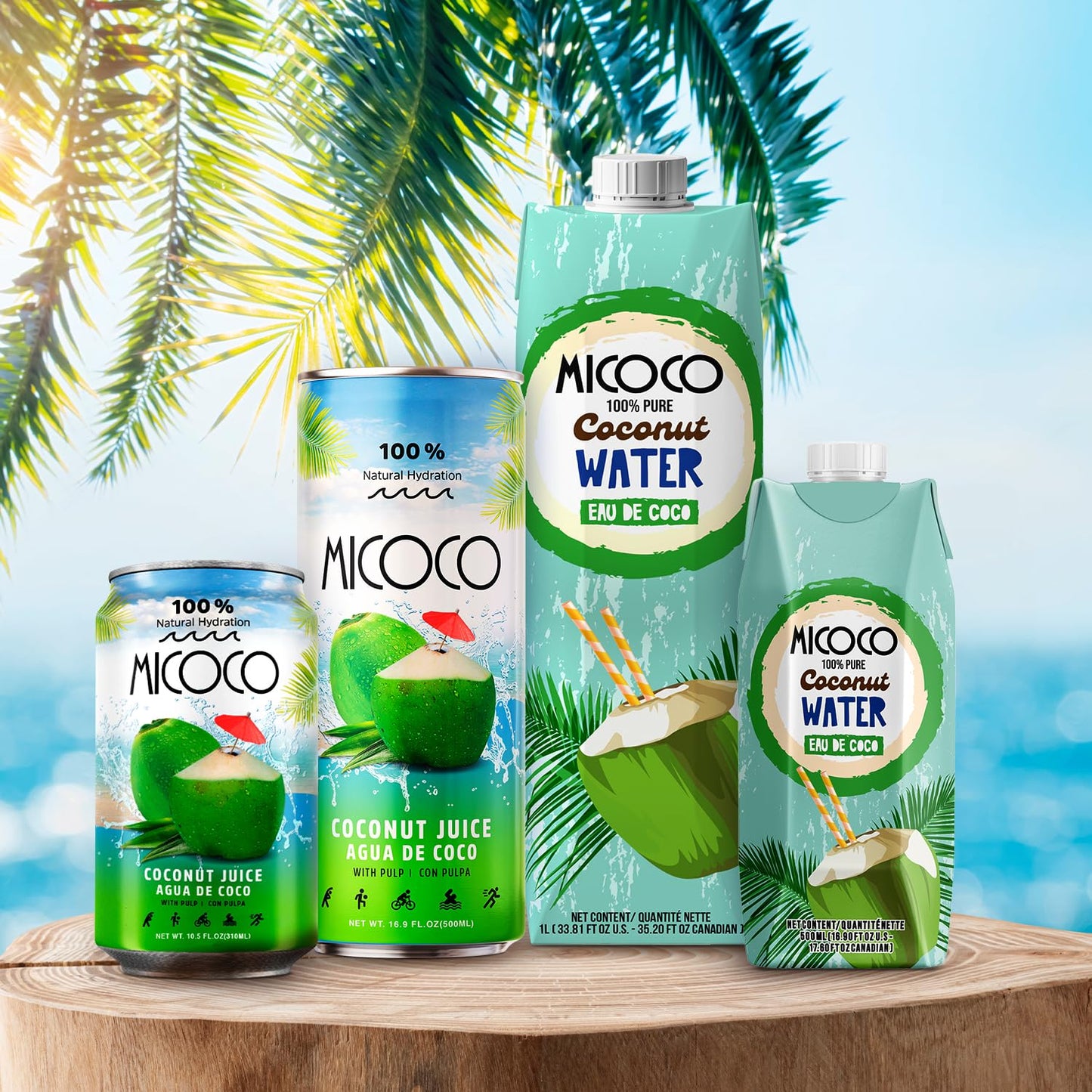 MICOCO Coconut Water, No Added Sugar, (1L) 33.8 Fl Oz (Pack of 12)