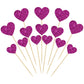 Gyufise Heart Cupcake Toppers, 30Pcs Glitter Picks for Valentines Day, Purple Cake Decorations