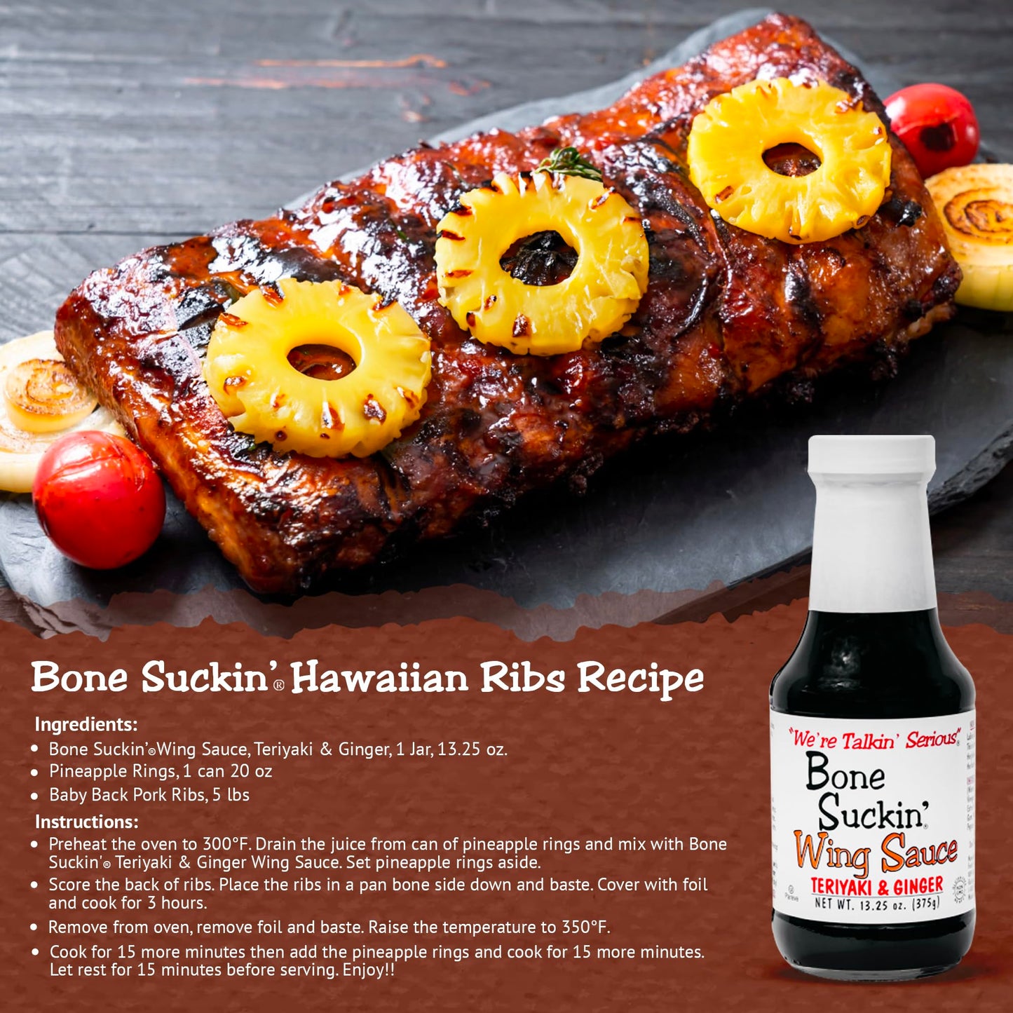 Bone Suckin  Teriyaki & Ginger Wing Sauce: All Purpose Wing Sauce For Chicken Wings, Turkey Wings, Ribs, Chicken, Pork, Beef -
