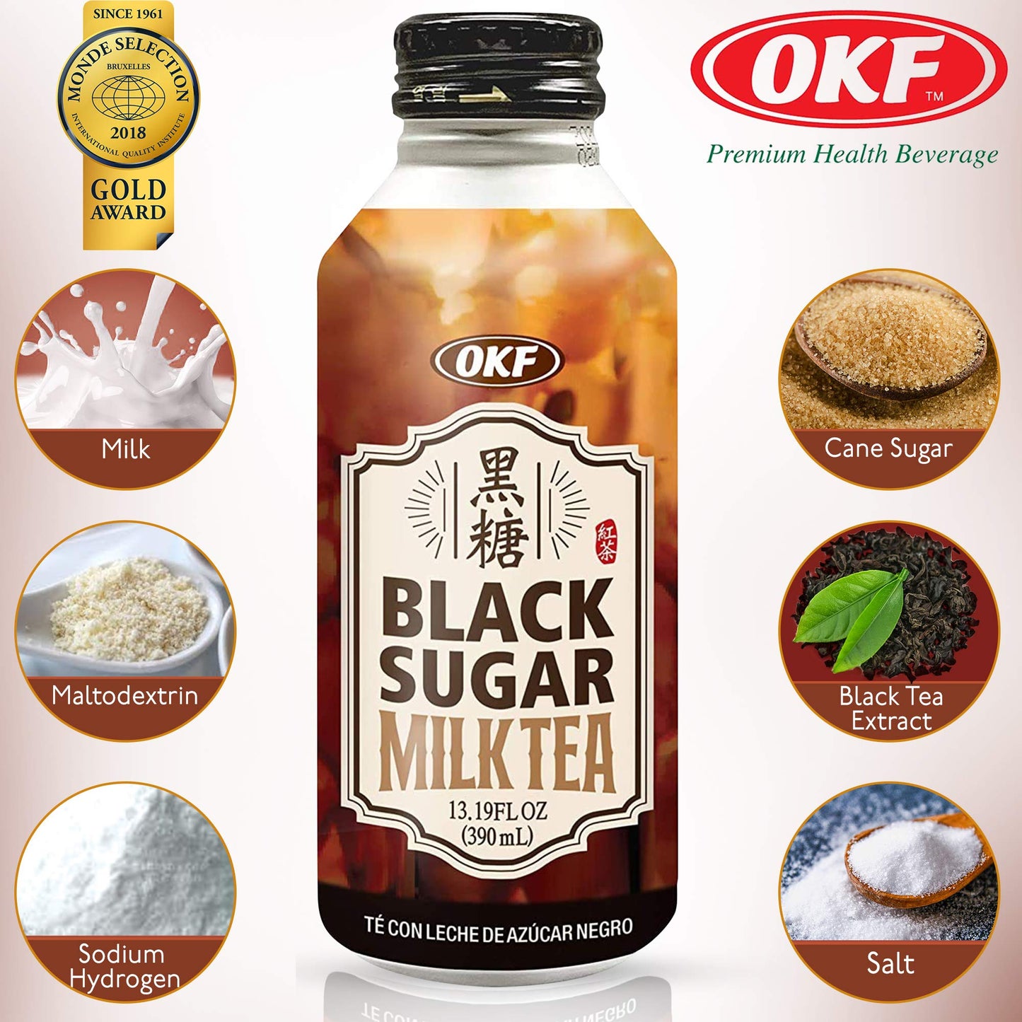 Okf Black Sugar Milk Tea, 13.19 Fluid Ounce (Pack Of 20)