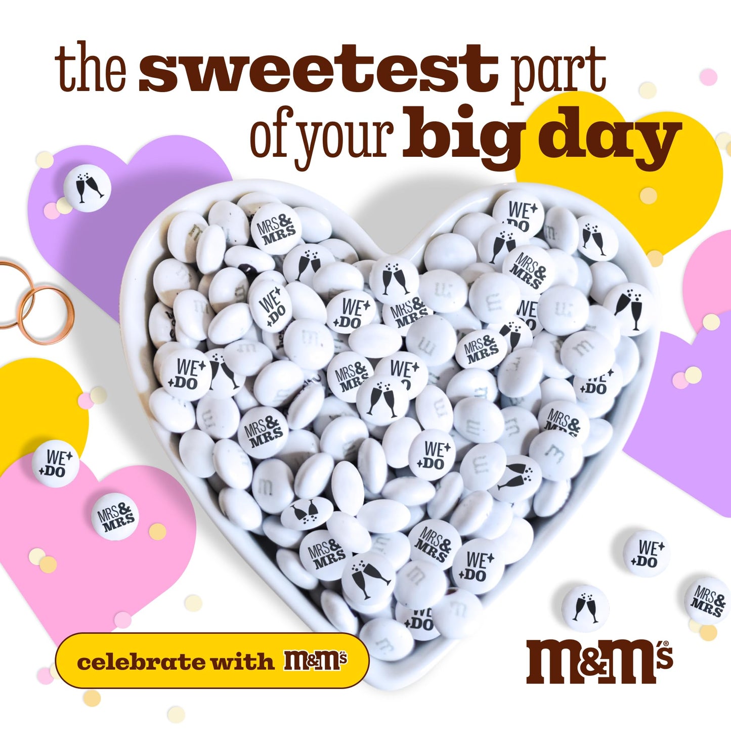 M&MS WORLD Mrs. and Mrs.    Milk Chocolate Candy, 5 lbs Bulk Candy for Wedding Decorations, Unique Favors, or Cake Topper