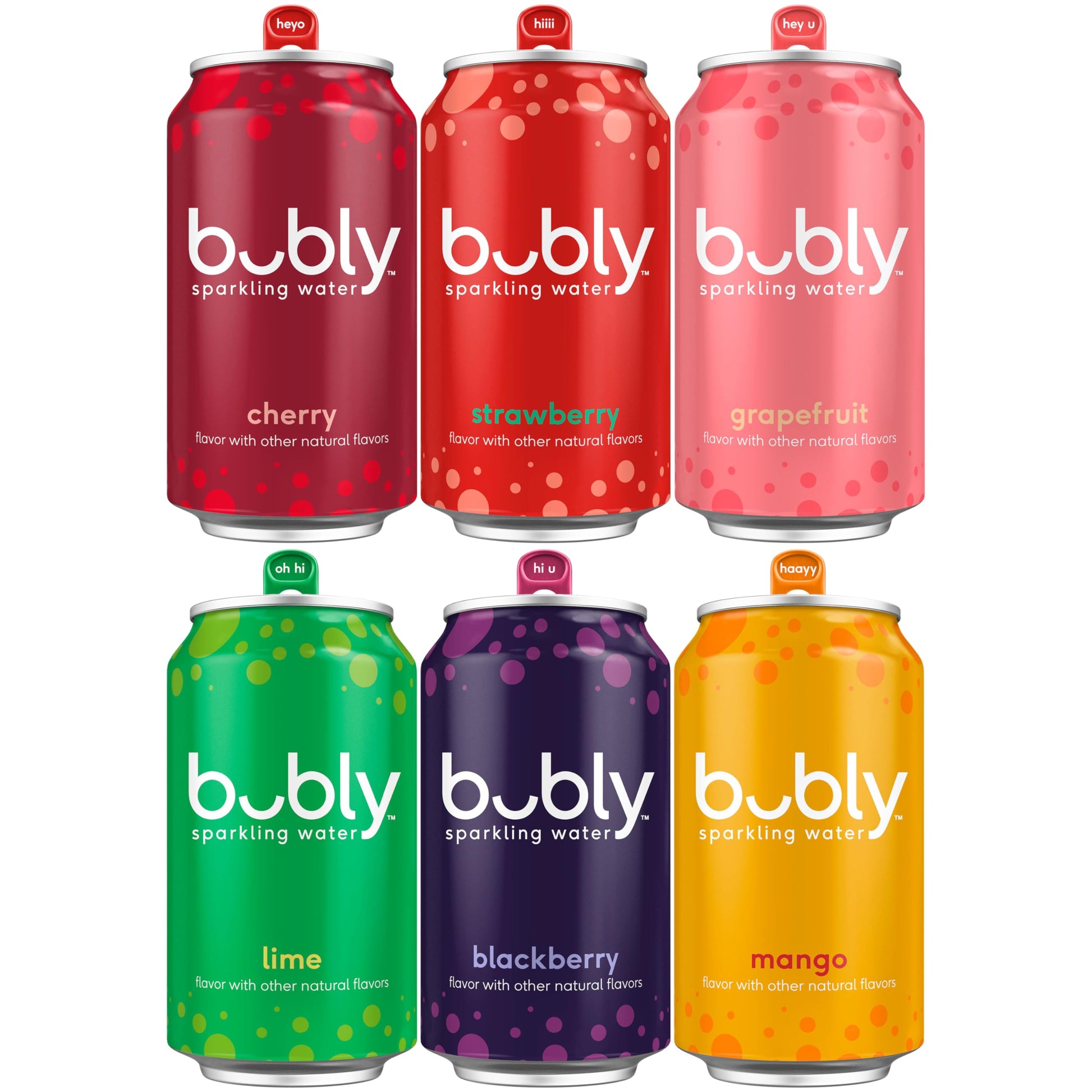 bubly Sparkling Water, 6 Flavor Variety Pack (Blackberry, Lime, Cherry, Grapefruit, Strawberry, Mango), Zero Sugar & Zero Calori
