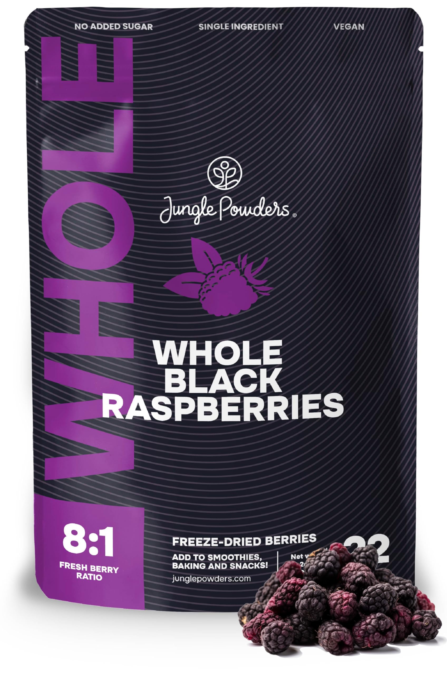 Whole Black Freeze Dried Raspberries 3.2 Ounce Bag - Dried Fruit Healthy Snacks for Kids, Dehydrated Raspberry for Baking & Deco
