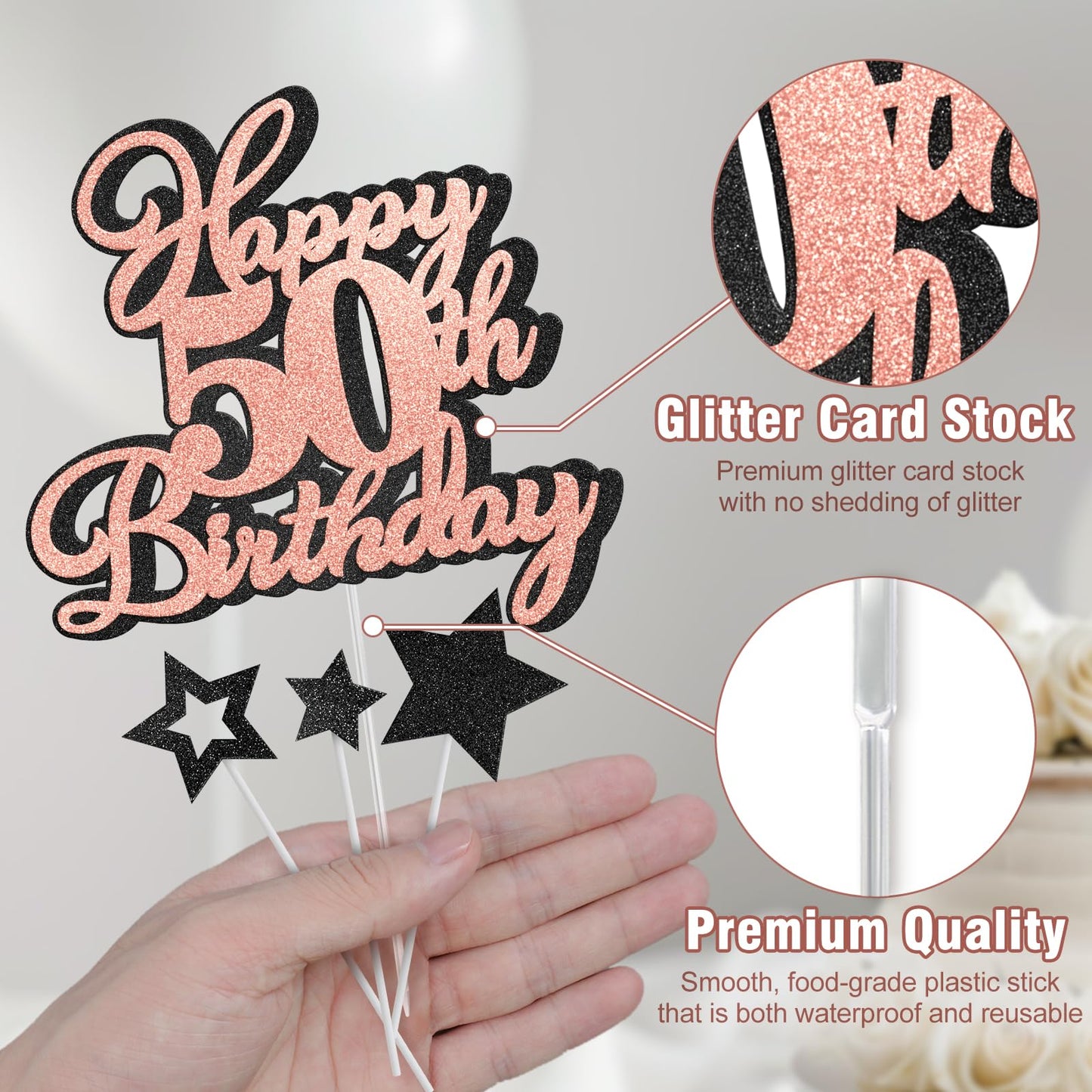 Happy 50Th Birthday Cake Topper 50 Birthday Cake Decorations, Happy 50Th Birthday Anniversary Party Cake Decorations For Men Wom