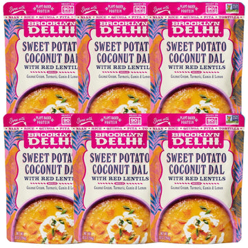 Brooklyn Delhi Sweet Potato Coconut Dal Pouches - Ready to Eat, Protein-Rich, Microwavable Entree, Ready in 90 Seconds - Vegan, 