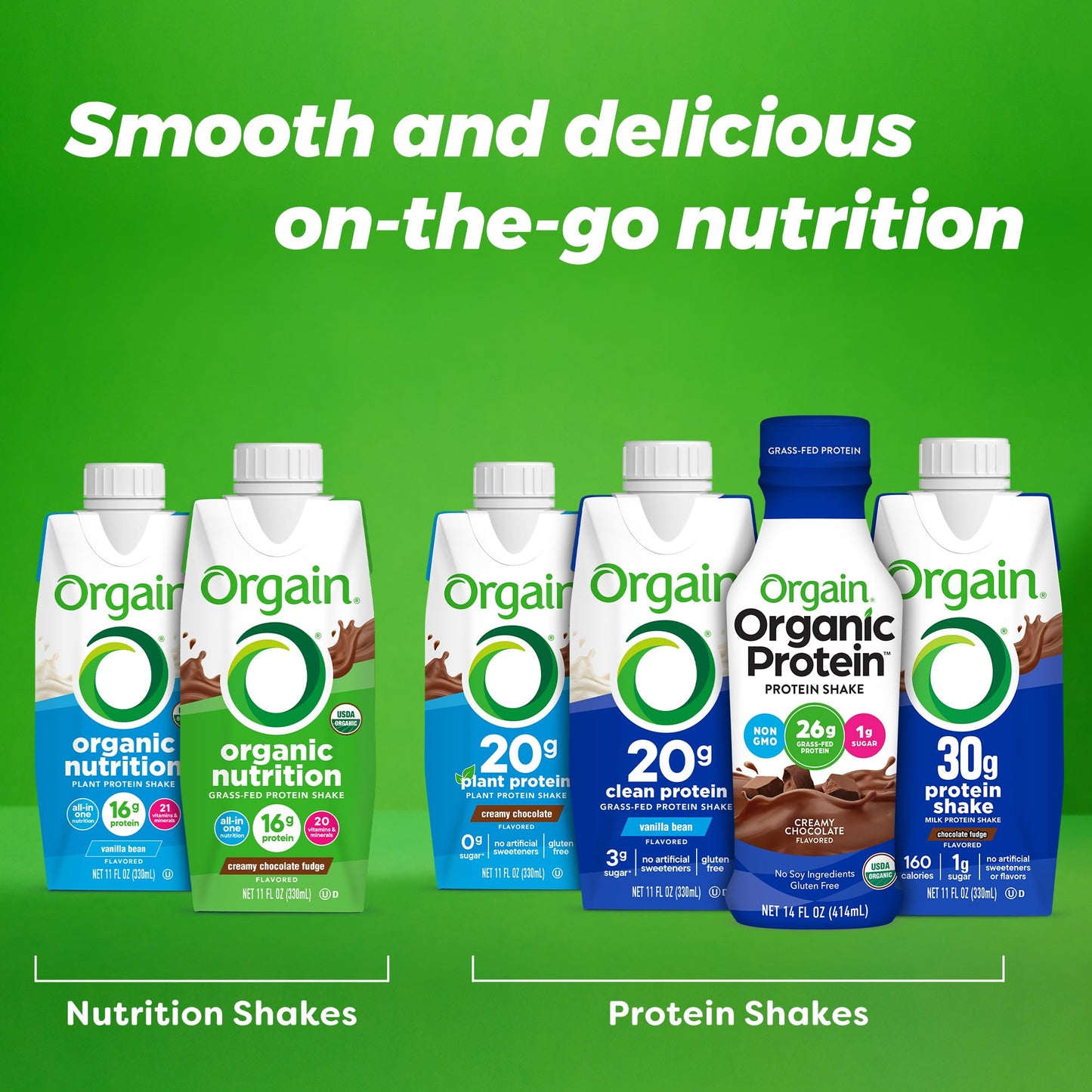 Orgain Clean Protein Shake  Grass Fed Dairy  Vanilla Bean - 20g Whey High Protein  Kosher  Ready to Drink  Low Net Carbs  Gluten Free  No Soy Ingredients  11 Fl Oz (Pack of 4)