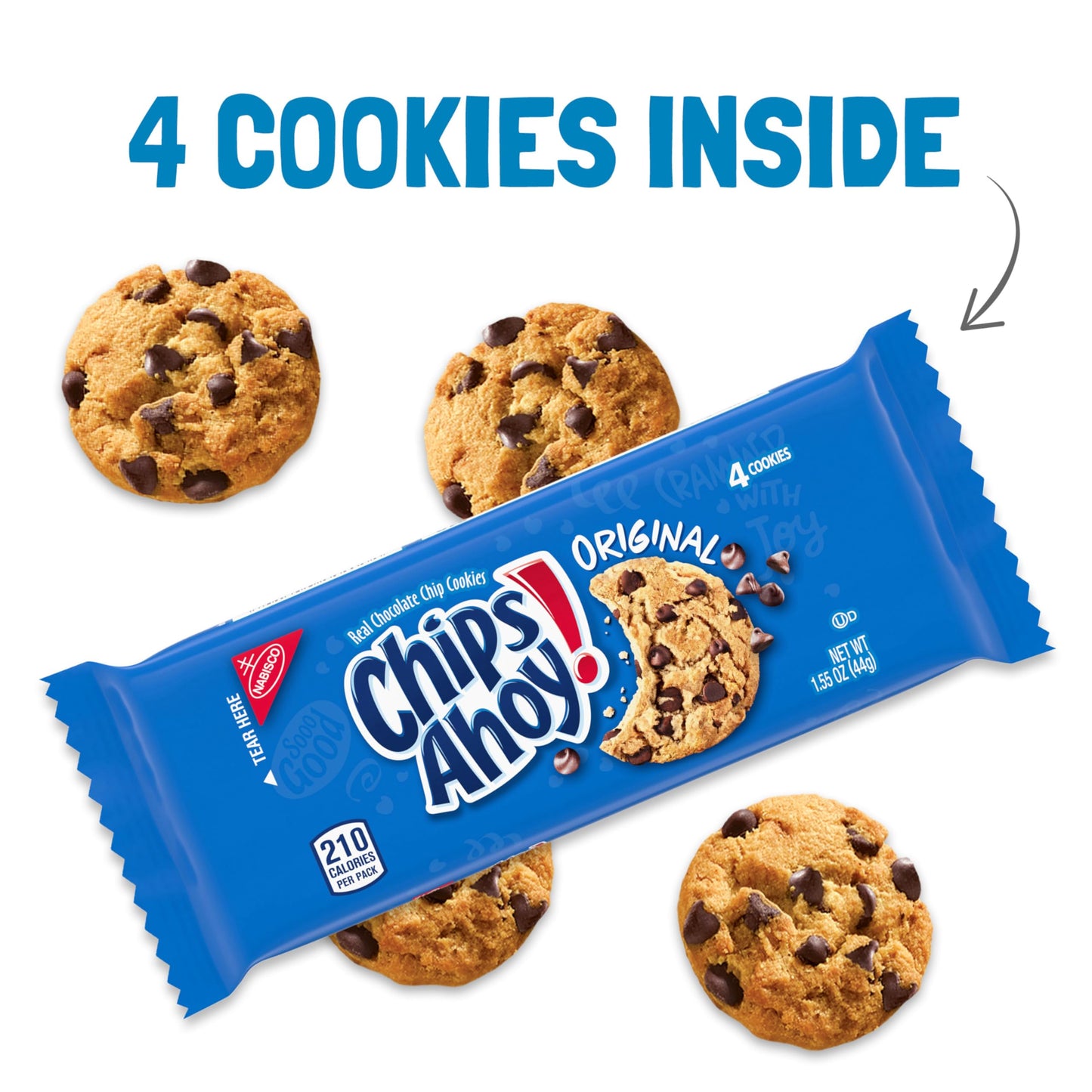 Chips Ahoy! Original Chocolate Chip Cookies, 48 Snack Packs (4 Cookies Per Pack, 4 Boxes)