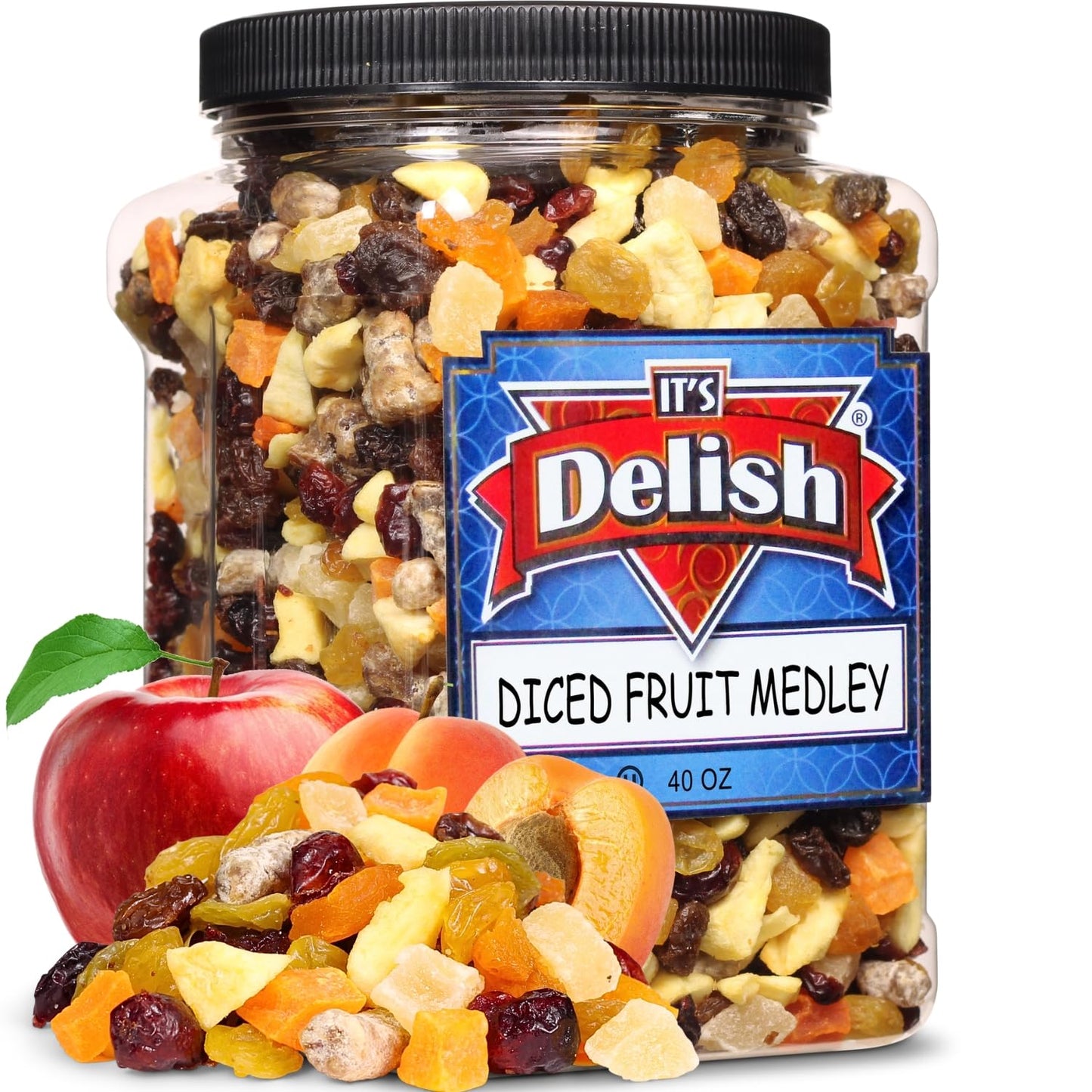 Dried Mixed Fruit Dices Medley - By Its Delish  40 Oz Jumbo Container | Healthy Snacks For 18+ Uses  Kids & Pets | Fresh Cut Snack Mix Dry Fruit And Berries Trail Mix | Nut & Gluten Free  Vegan  Kosher