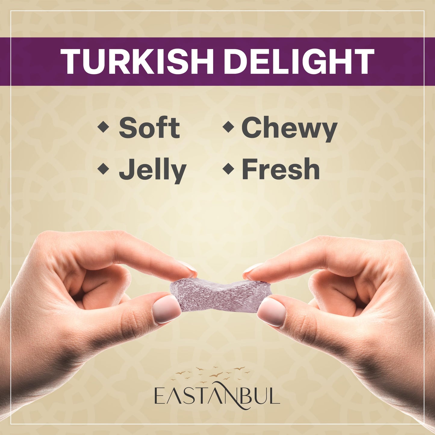 Eastanbul Turkish Delight, 21.2oz, Turkish Delights Candy Assorted Strawberry, Blackberry, Raspberry & Blueberry Flavor, Interna