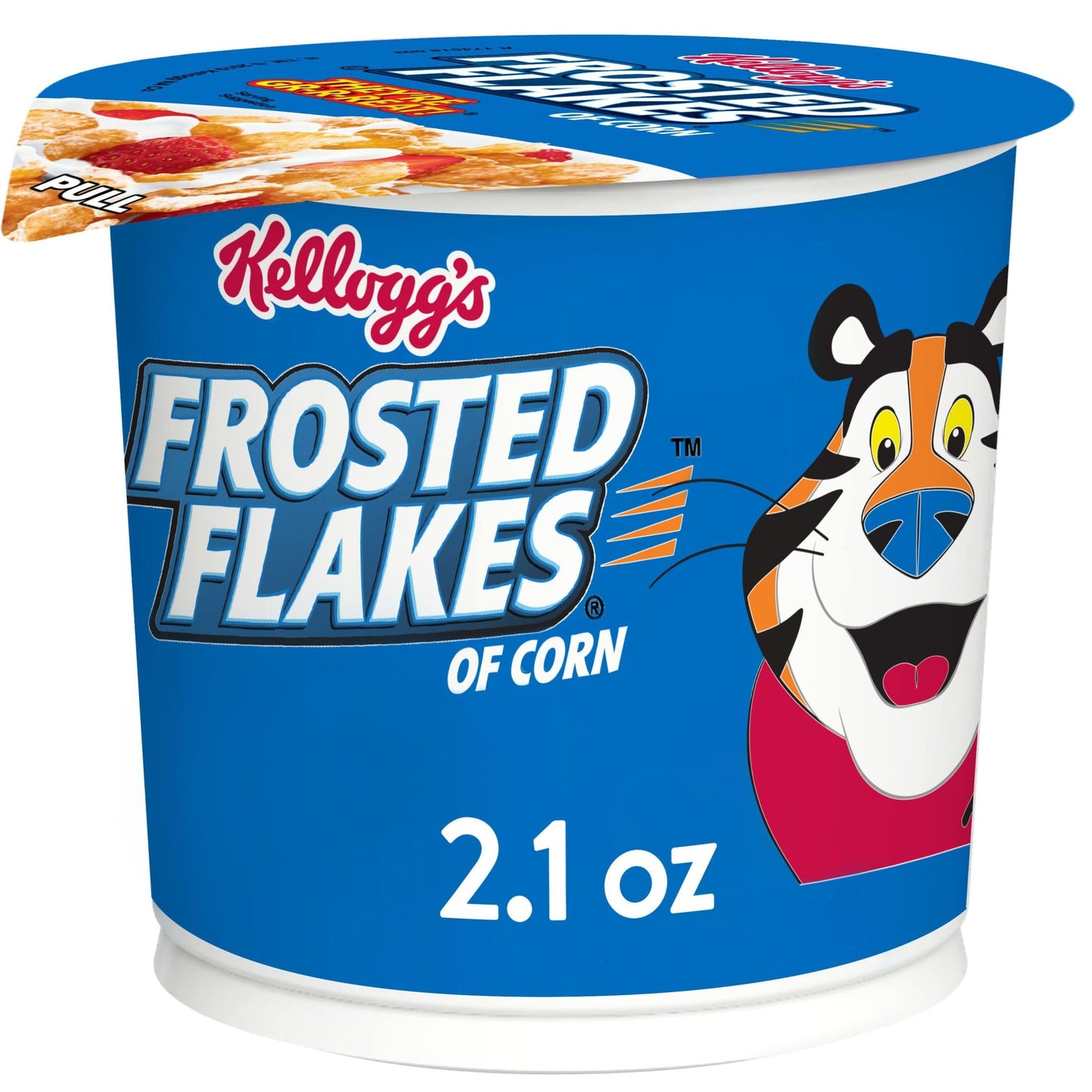Kelloggs Frosted Flakes Cold Breakfast Cereal Cup, 8 Vitamins and Minerals, Kids Snacks, Original, 2.1oz (1 Cup)