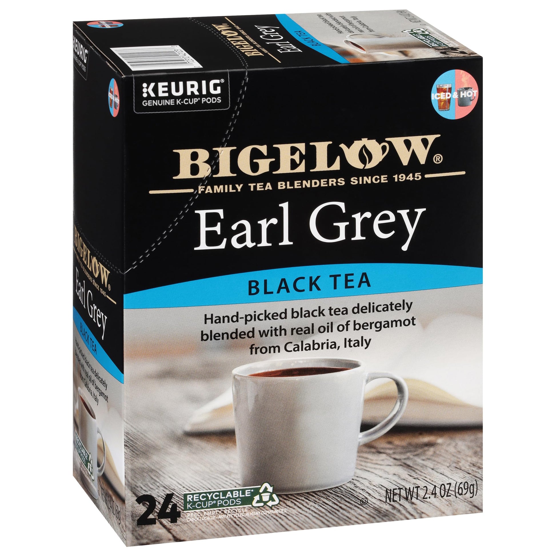 Bigelow Tea Earl Grey Black Tea K-Cup Pods, Caffeinated, 24 Count Box (Pack of 4), Total 96 Pods