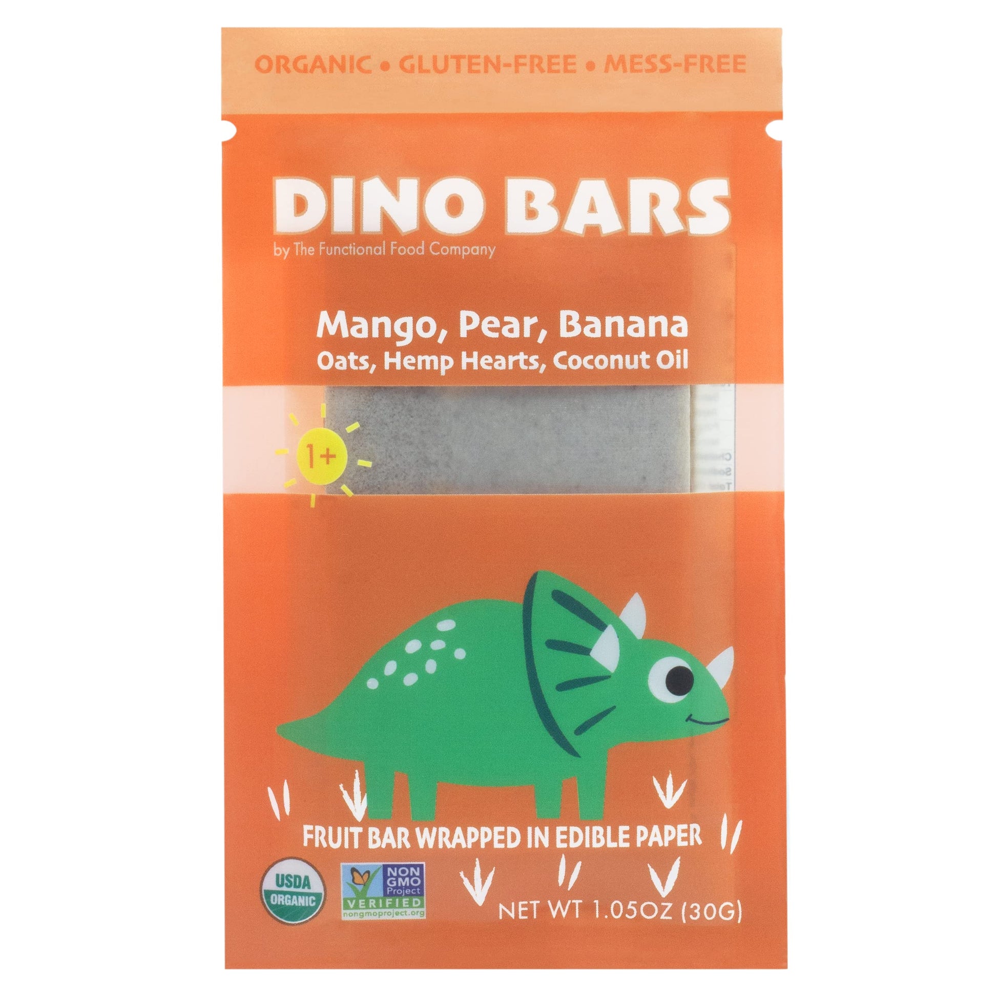 DINO BARS Organic Fruit Bar for Kids 1+ | Mango Flavor | 30 Count Pack