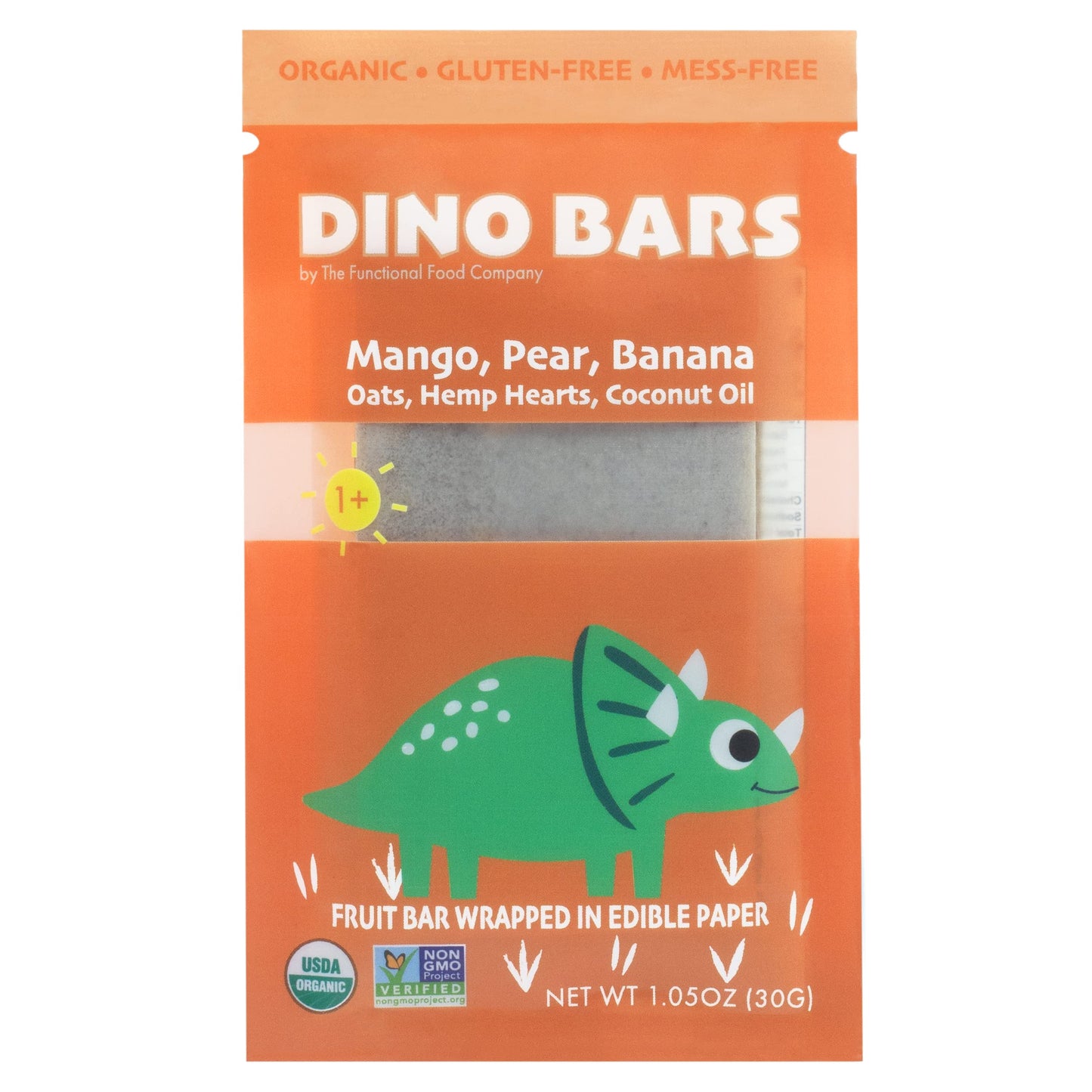 DINO BARS Organic Fruit Bar for Kids 1+ | Mango Flavor, 20 Count Pack