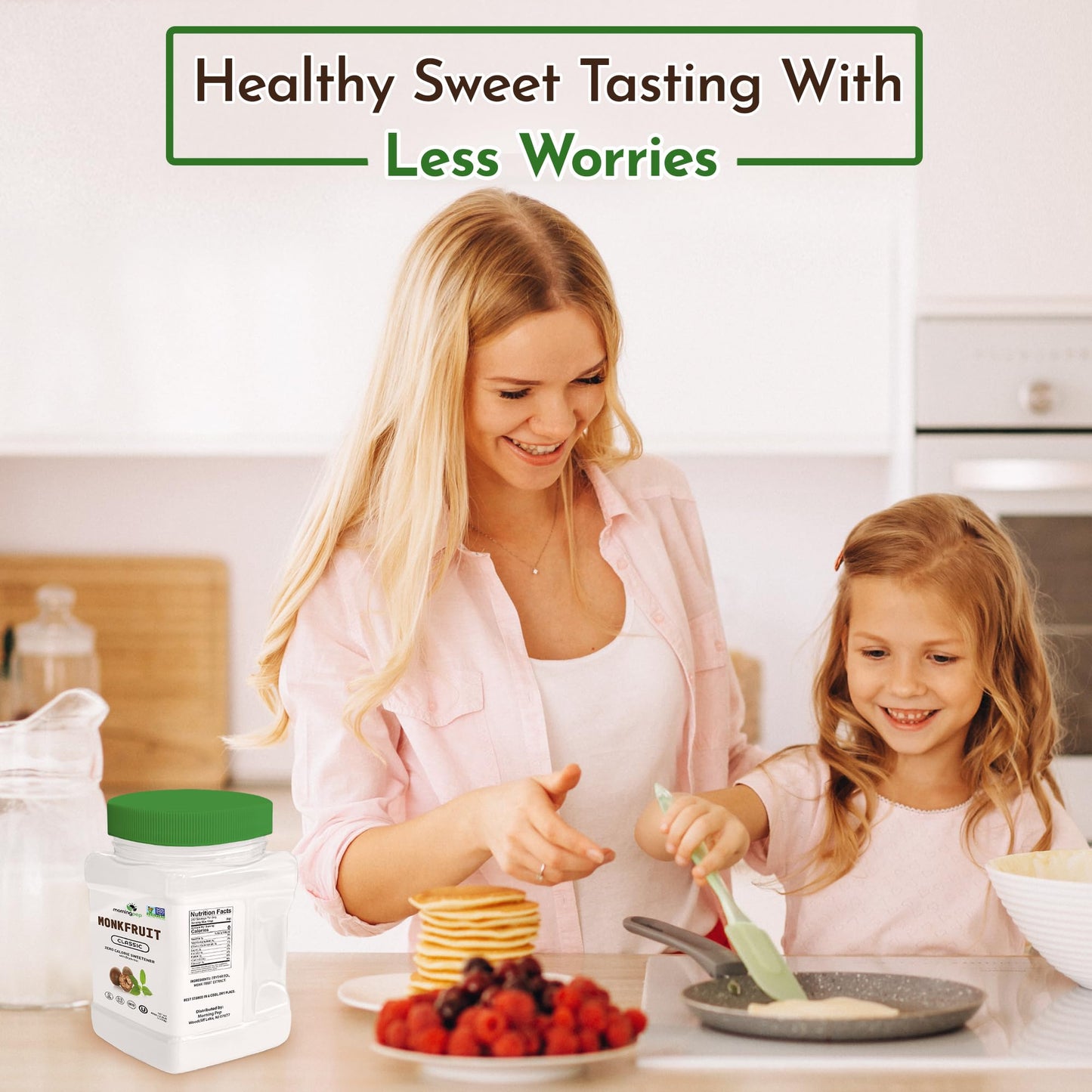 Morning Pep Monk Fruit Sweetener, 2.5 lb - Keto Friendly, Zero Calorie Sugar Substitute for Baking & Beverages, Non-GMO, OU Kosher