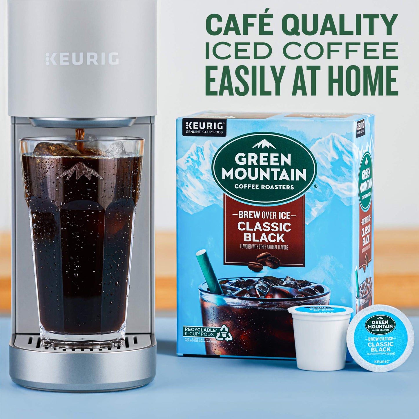 Green Mountain Coffee Roasters ICED Medium Roast Iced Coffee K-Cup Pods, 12 Count, Coffee