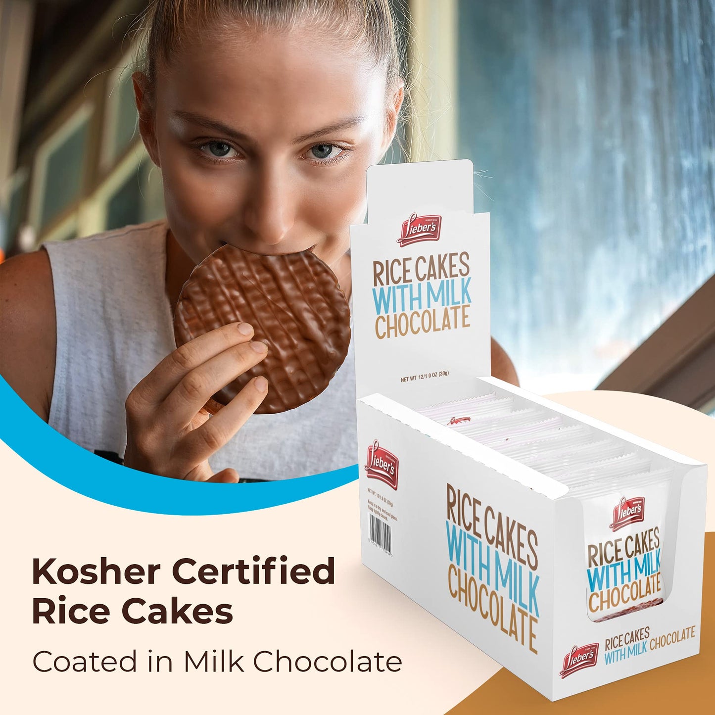Lieber'S Milk Chocolate Rice Cakes, Snack Pack, Gift Pack, Kosher Certified Dairy, Gluten Free Total Of 24 Cakes (Milk Chocolate