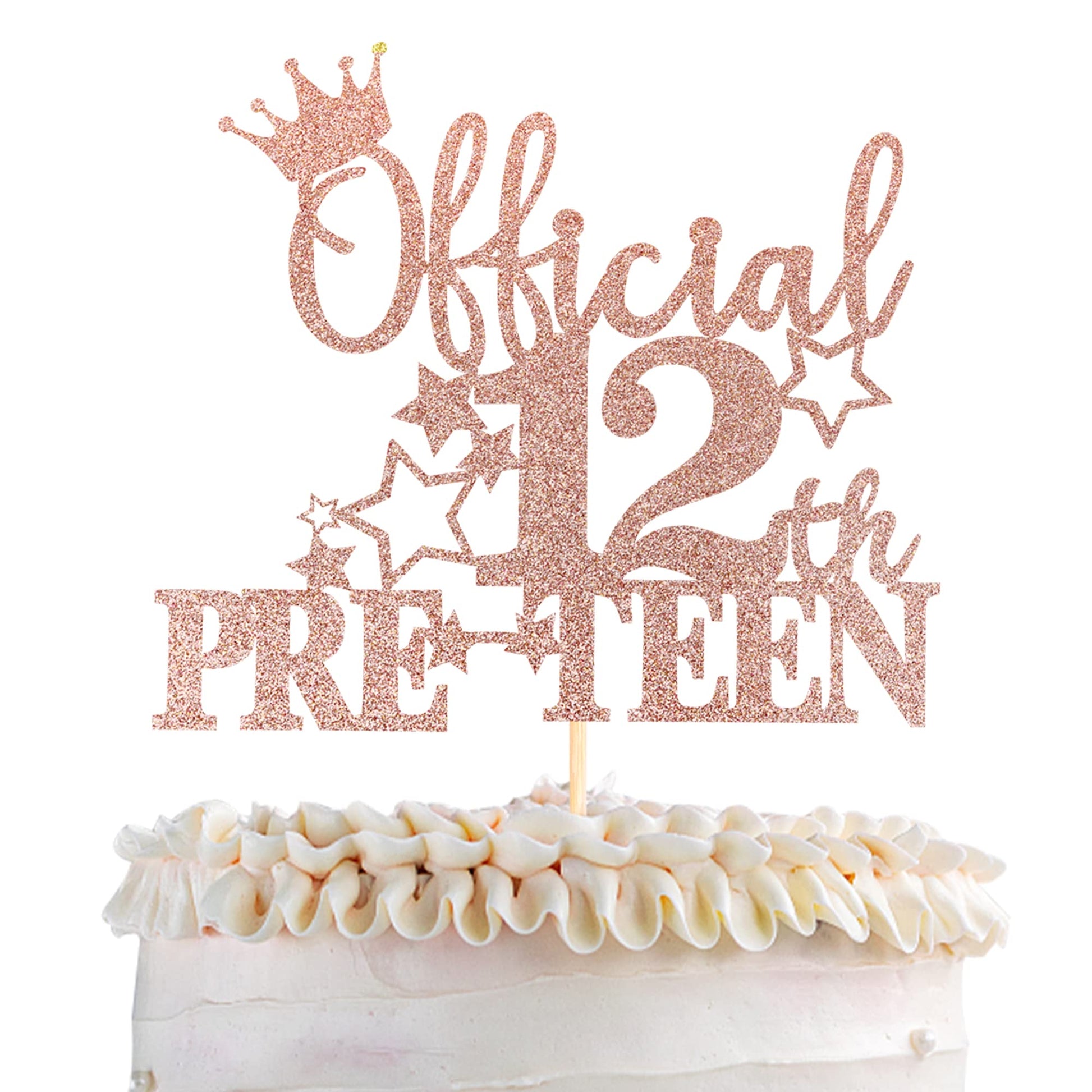 YCTHUNFISH 12th Birthday Cake Topper Glitter Cheers to 12 Years Old, Rose Gold, 6.1x8.6 inches
