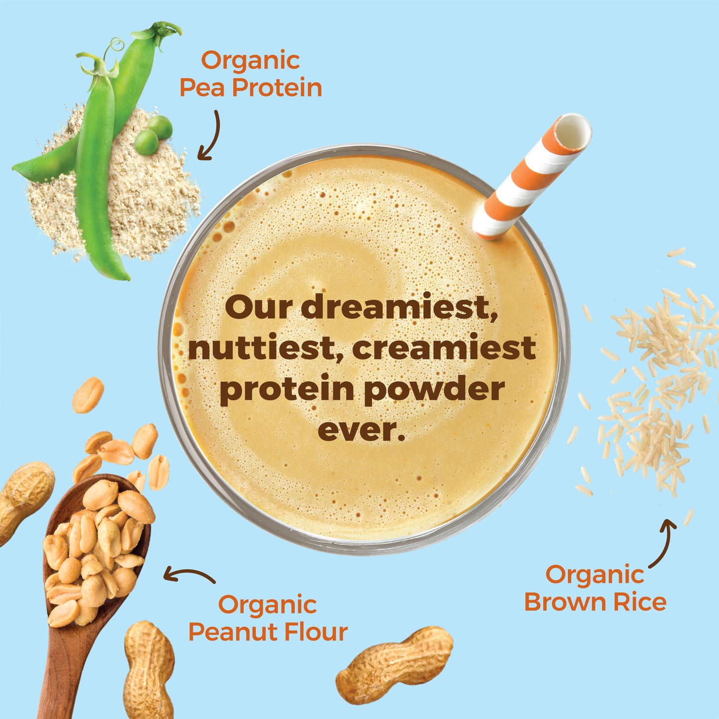 Orgain X Justin'S  Organic Vegan Nut Butter Protein Powder, Peanut Butter- 20G Plant Protein, 2G Sugar, Gluten Free, No Dairy, S