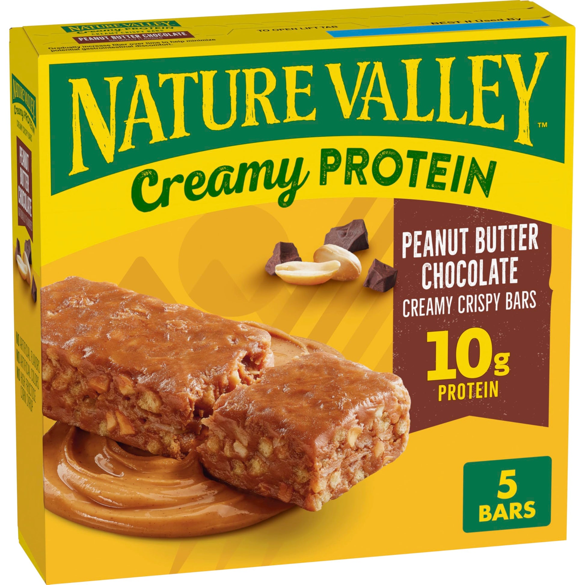 Nature Valley Creamy Protein Bars  Peanut Butter Chocolate  10g Protein Snacks  5 Bars  7.45 oz