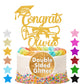 EDSG Personalized Graduation Cake Topper - Double Sided Glitter, Class of 2025, Gold