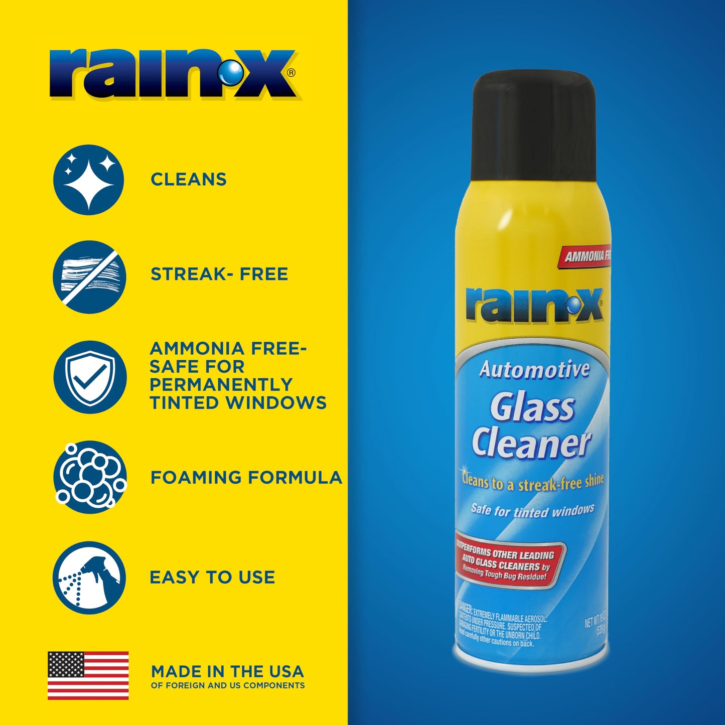 Rain-X 630175 Glass Cleaner Aerosol 19Oz