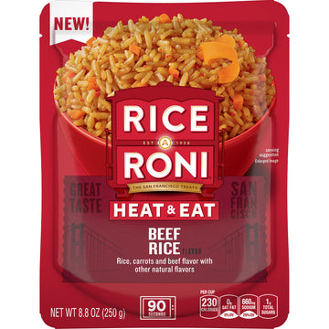 Rice-A-Roni Heat & Eat Rice, Micrwowave Rice, Quick Cook Rice, Beef, (8 Pack)