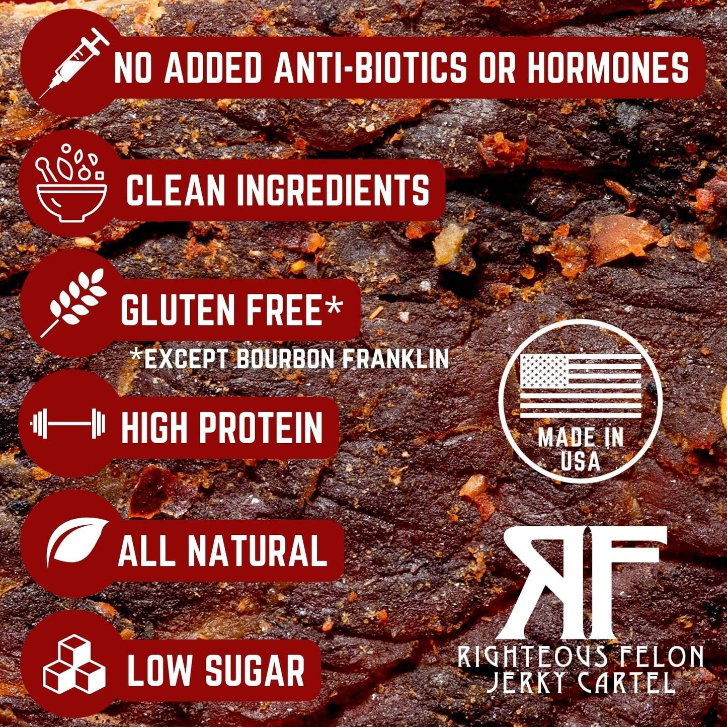 Righteous Felon Beef Jerky Variety Pack - Gluten Free, High Protein, Low Sugar, 14 Piece Set