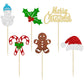 24Pcs Merry Christmas Cupcake Toppers Glitter Santa Claus Gingerbread Santa Hat Cake Topper Decorations For Merry Christmas Them
