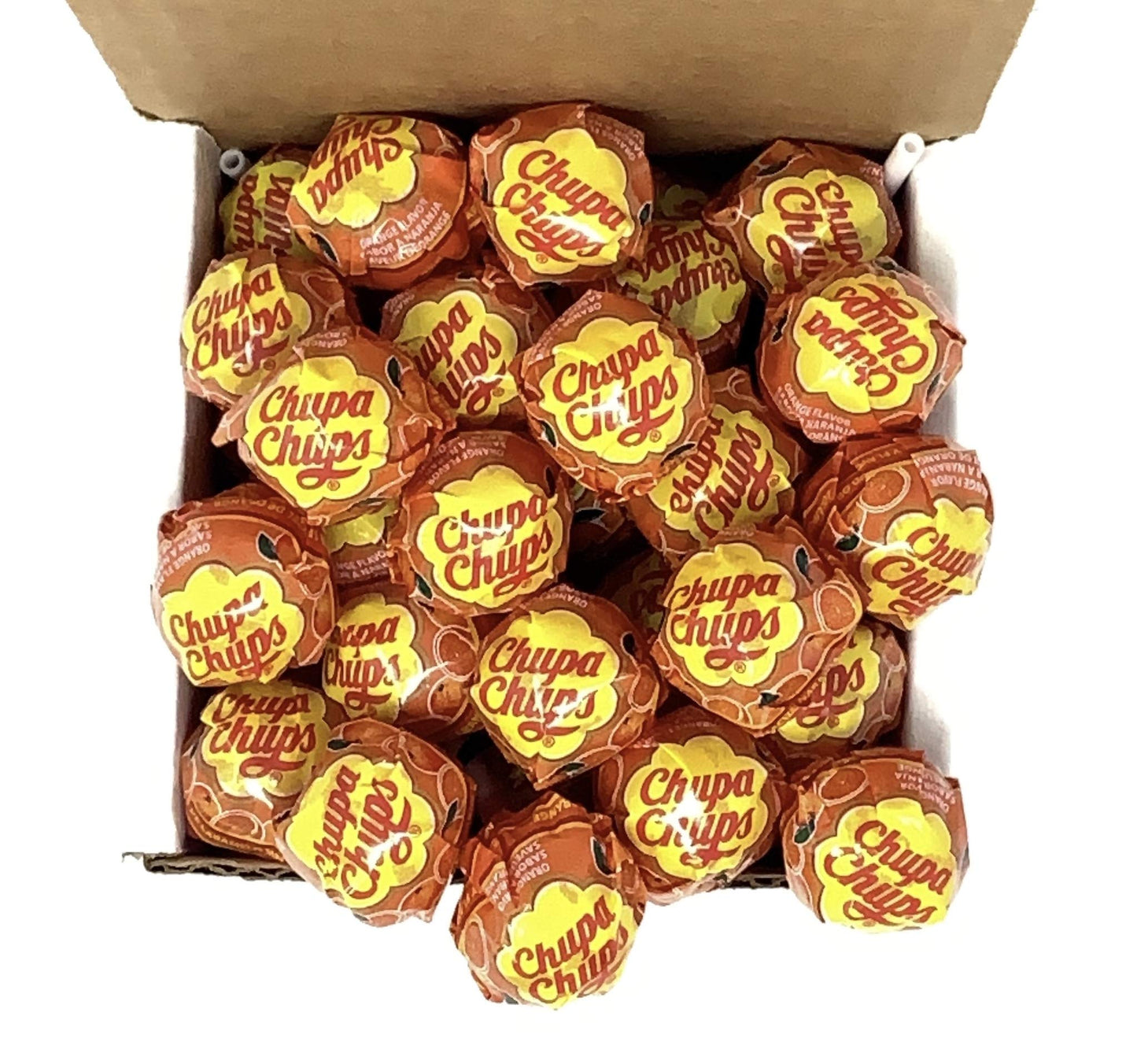 Chupa Chups Lollipops - 40 Orange Lollies in a Box, Perfect for Parties & Treats, Secret Candy Shop