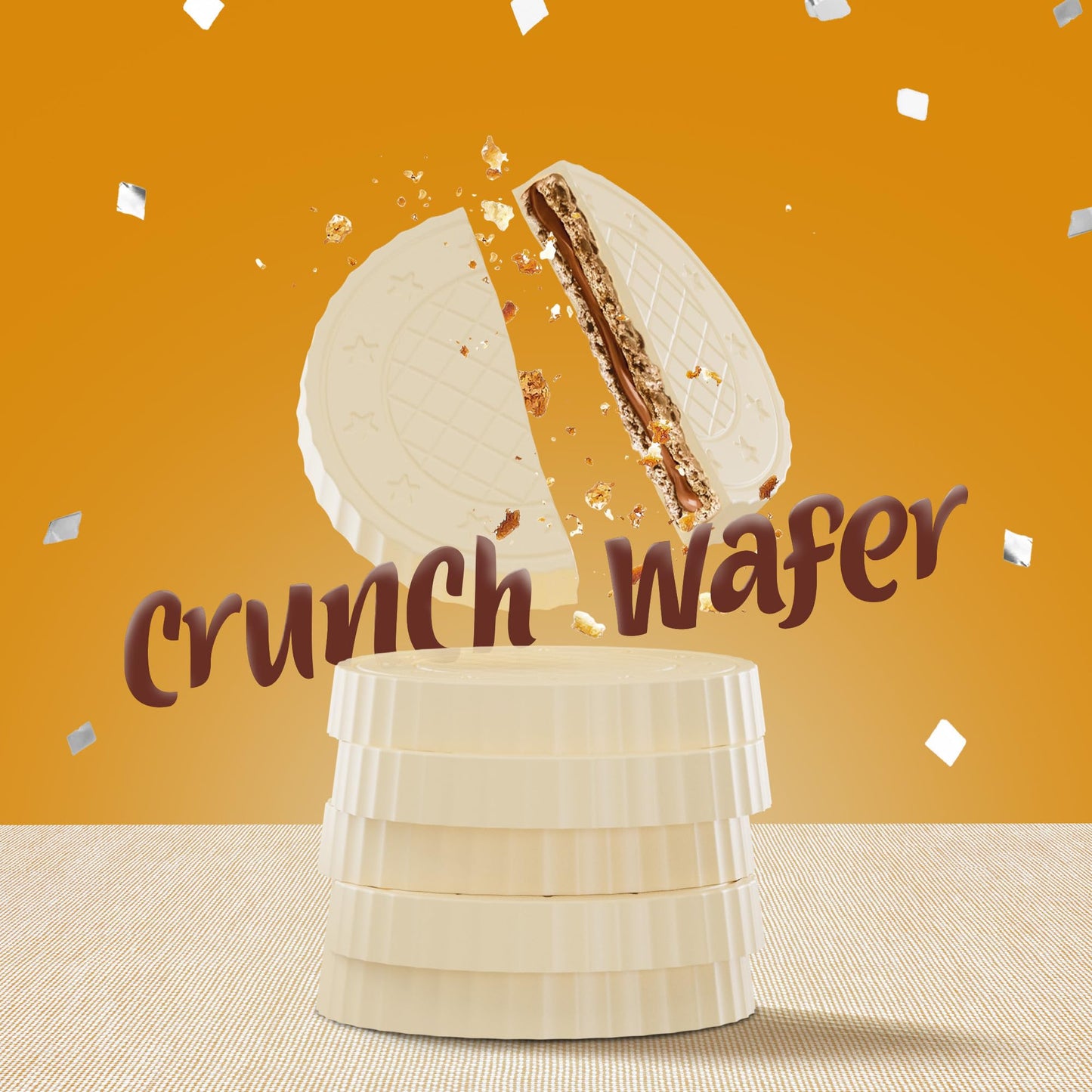 Fiorella Crunch Wafer Cookies, White Chocolate, Hazelnut Cream Filling, 18 Count, Individually Wrapped Snacks