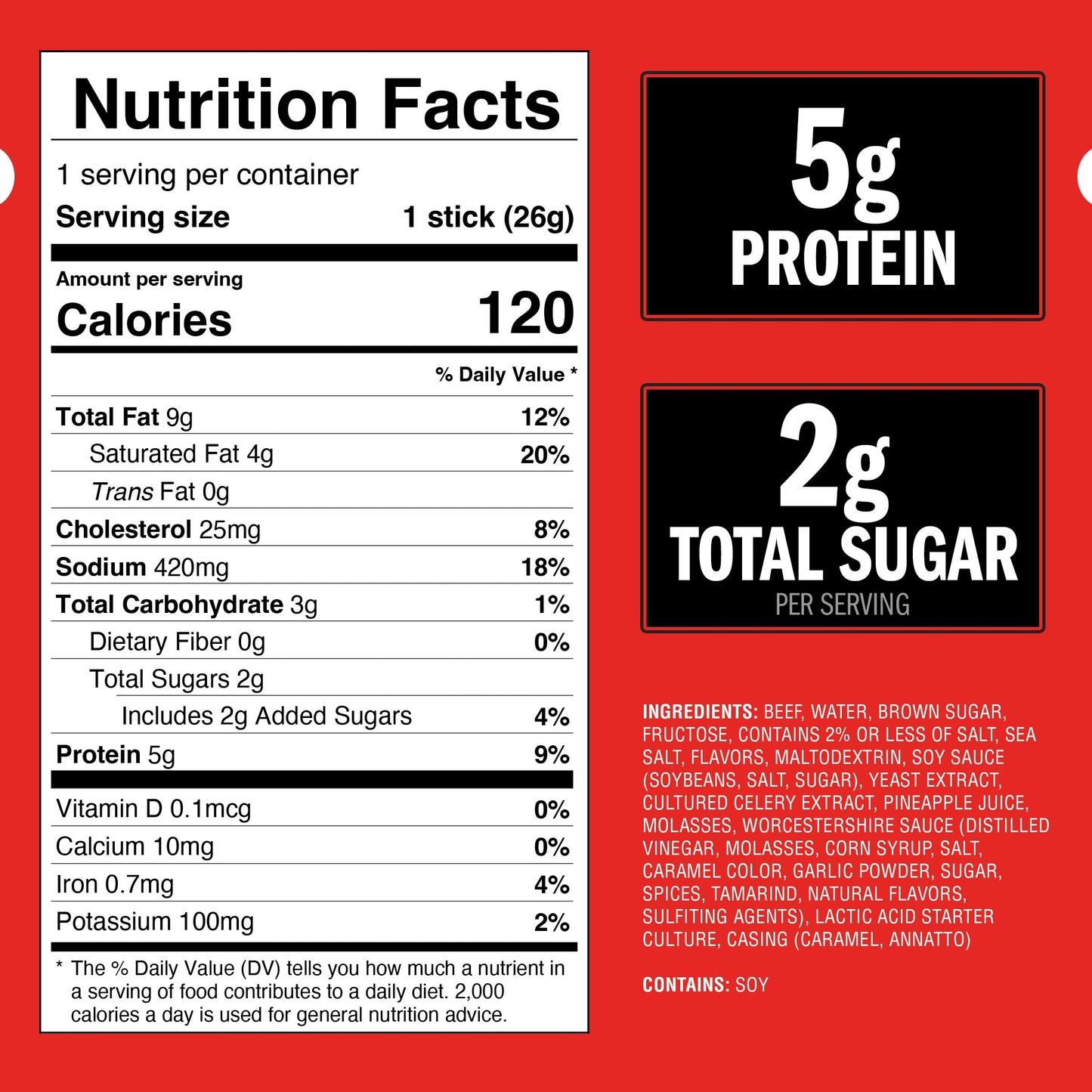 Jack Links Beef Sticks, Teriyaki Flavor, 5g Protein, 0.92 Oz (20 Count), Keto Friendly, Individually Wrapped