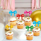 Cyodoos 24Pcs Color Bowknot Cupcake Toppers Cake Dessert Picks Decoration For Baby Shower Princess Cupcake Toppers For Birthday