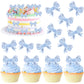 YCTHUNFISH 30 Pack Pink Bow Cupcake Toppers Paper Bowknot for Birthday Party, Wedding, Bridal Shower, Blue