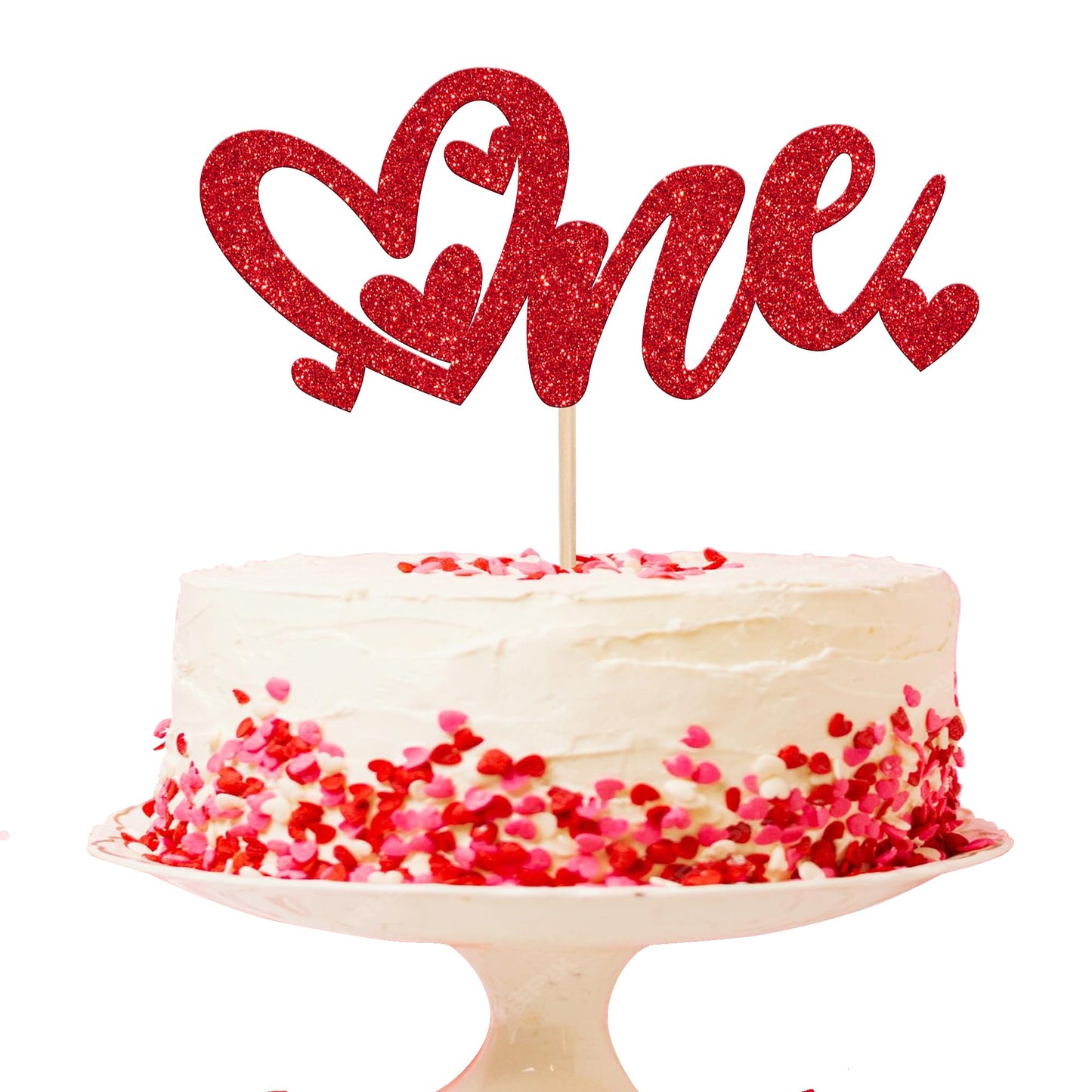 Rsstarxi Cake Topper - Glitter Heart for Valentines Day, Wedding, Birthday - Model XM230-red, Red Paper Decoration