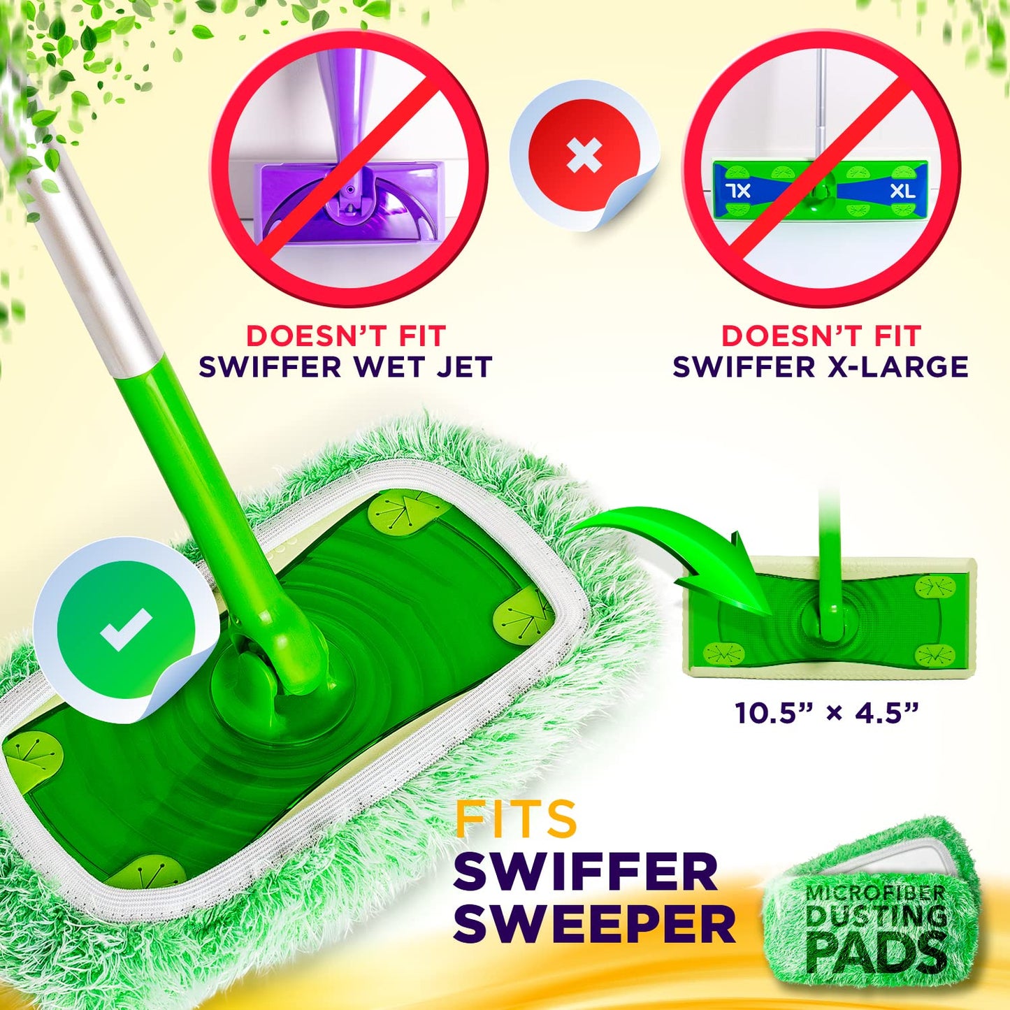 Millifiber Heavy Duty Duster Refills For Swiffer Sweeper Mop (2 Pack) - Reusable Dry Sweeping Pads (Mop Is Not Included)