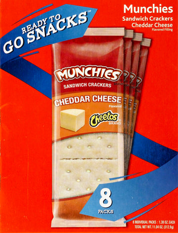 Munchies Sandwich Crackers Cheddar Cheese On Golden Toast Crackers - 8 Pk