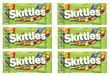 Skittles - Original, Wild Berry, Tropical, Smoothies, Sour, Brightside, All Lime - Full Size, Bite Size Candy, Individual Packs - Great For Holidays, Parties, Gifts & More ! (Sour - 1.8 Ounce, 6 Count)
