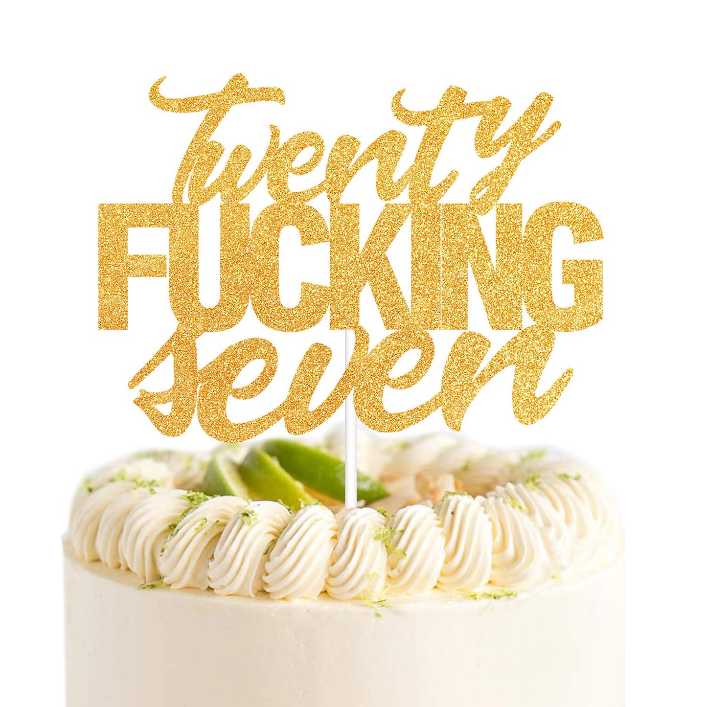 Twenty Seven Gold Glitter Cake Toppers 27 Years Old 27Th Birthday Anniversary Party Decorations Supplies