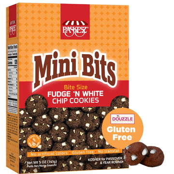 DOUzzle Gluten Free Cookies, Bite Size Fudge 'N White Chip (Pack of 1) Non Gebrokts Kosher for Passover Food Snacks - No Artific