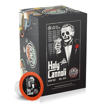 Bones Coffee Company Flavored Coffee Bones Cups Holy Cannoli Flavored Pods | 12Ct Single-Serve Coffee Pods Compatible With Keurig 1.0 & 2.0 Keurig Coffee Maker