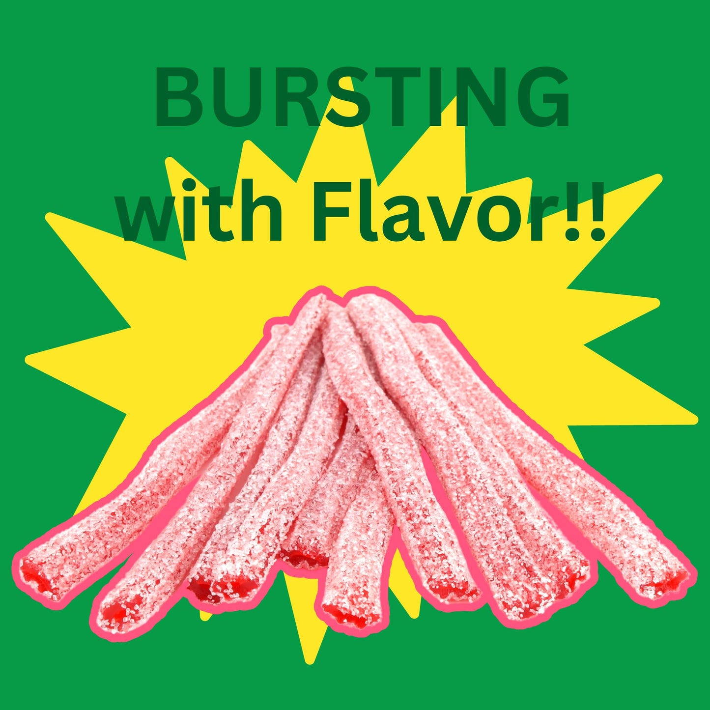 Needzo Sour Straws Watermelon, Chewy Sugar Coated Candy, Individually Packages, Swirl Sticker Included, 1.75 Ounces, (Pack Of 5)