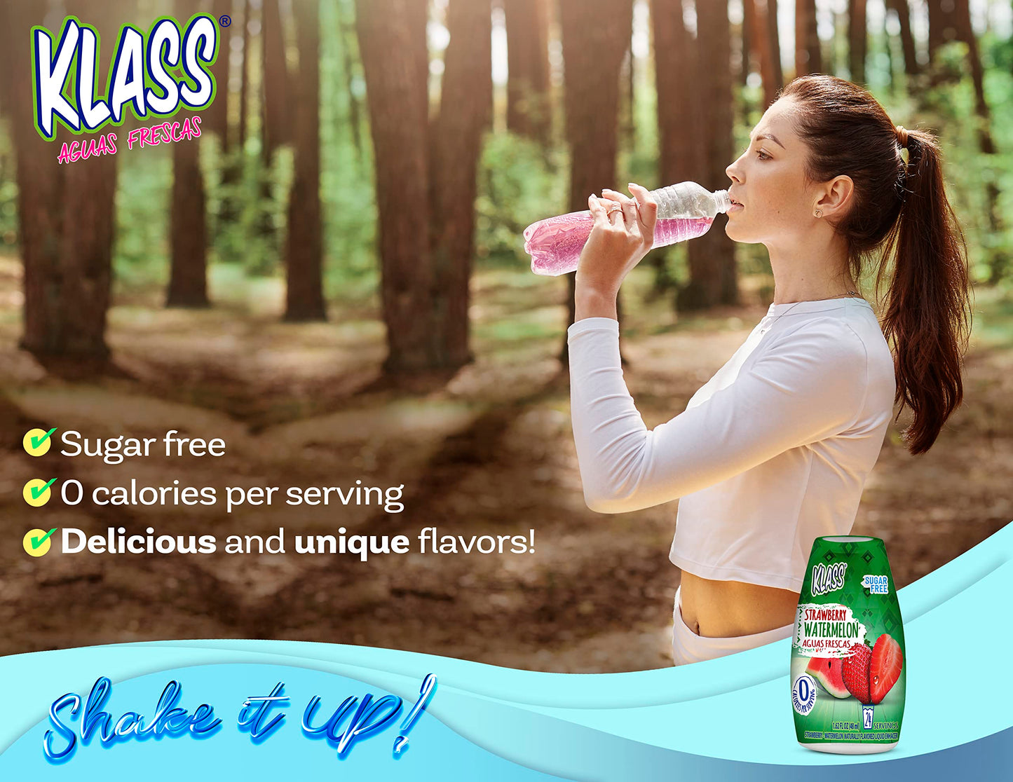 Klass Aguas Frescas Liquid Water Enhancer Sugar-Free Variety Pack, Cucumber Limeade, Strawberry Watermelon, Hibiscus Berries & Pineapple Tangerine, 1.62 Fl Oz, (Pack Of 4 Makes 24 Servings Each)