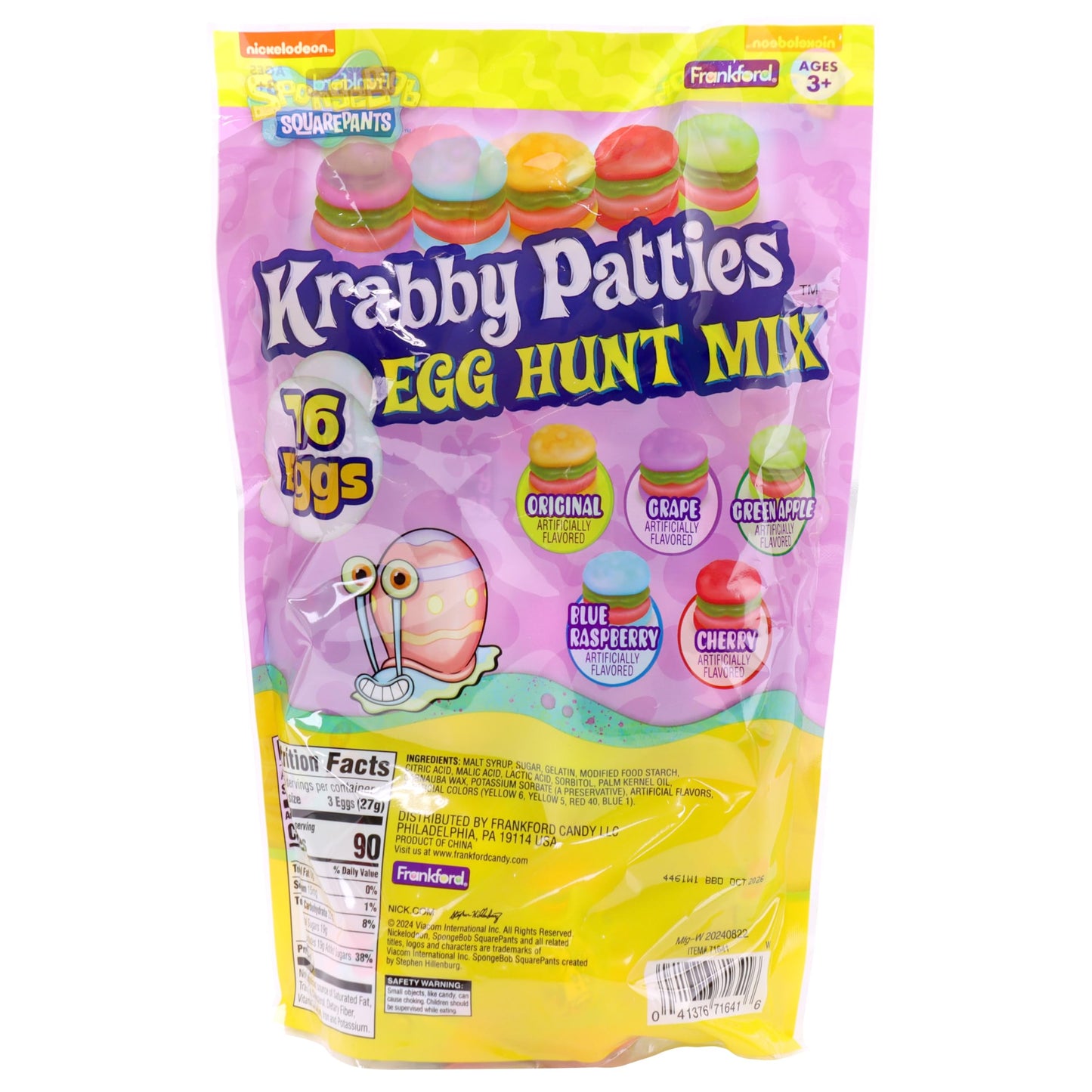 Spongebob Squarepants Krabby Patties Easter Egg Hunt Mix, 16 Plastic Eggs With Gummy Candy, 5 Flavors, 5.08 Oz, Easter Basket Fi