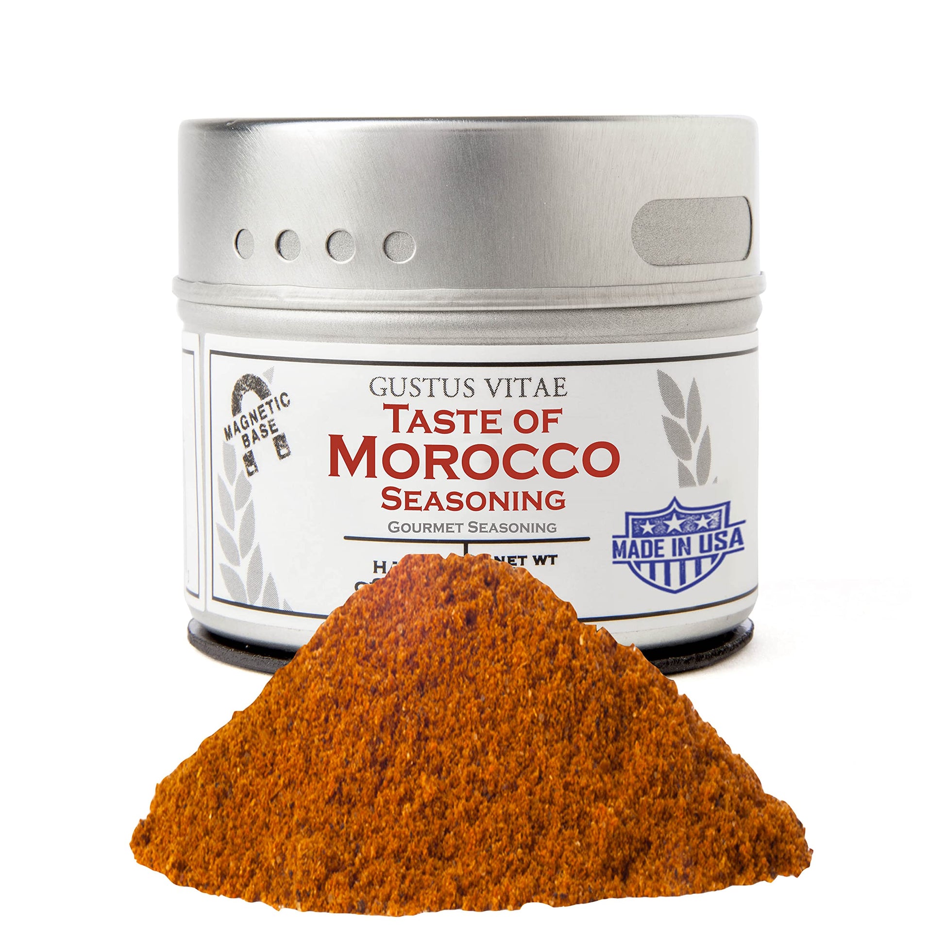 Taste Of Morocco - Artisanal Craft Seasoning - Gourmet Spices Blend - Non Gmo - 1.2 Ounce - Magnetic Tin - Small Batch - Hand Pa