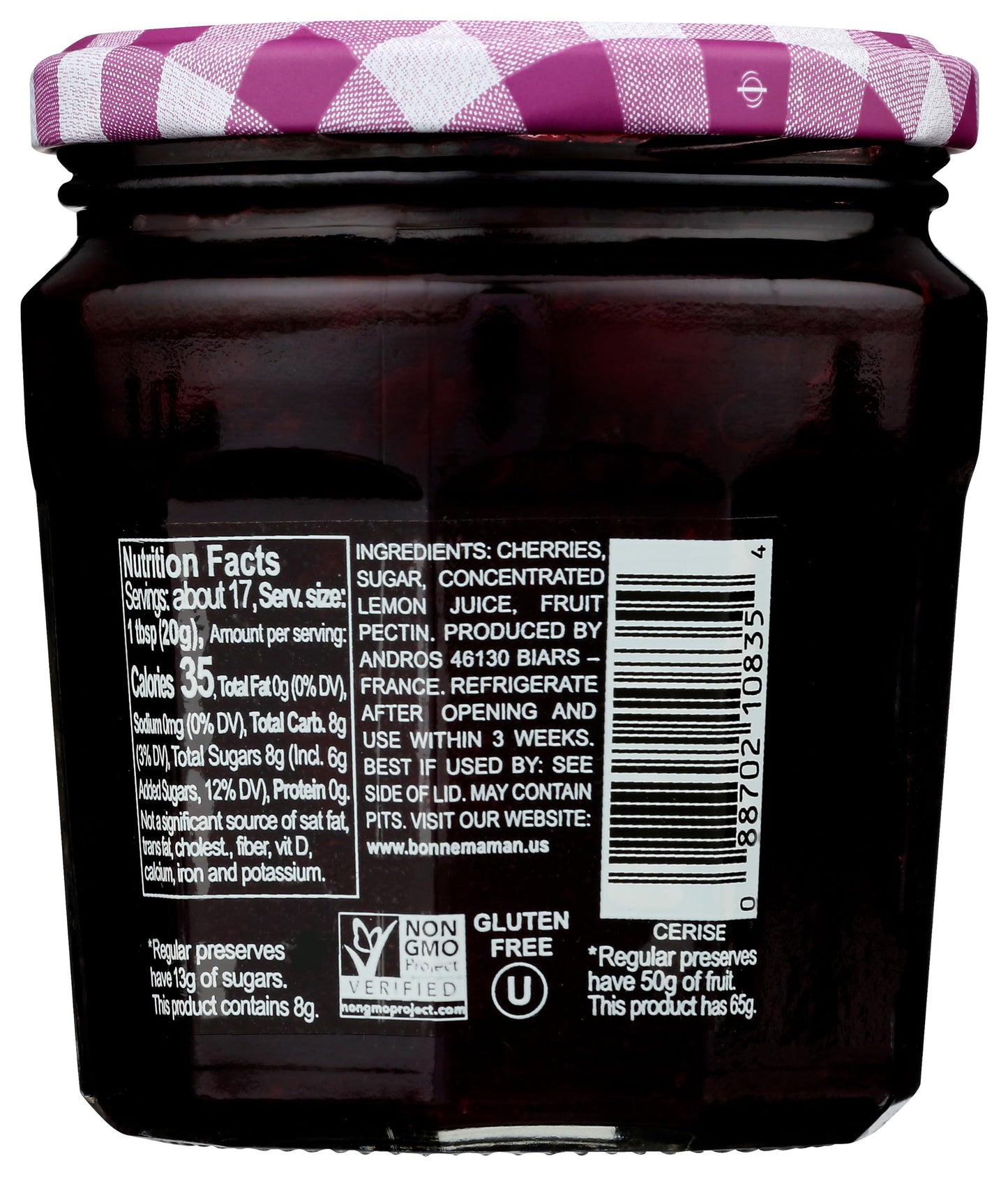 Bonne Maman More Fruit, Less Sugar Cherry Fruit Spread, 11.8 Oz