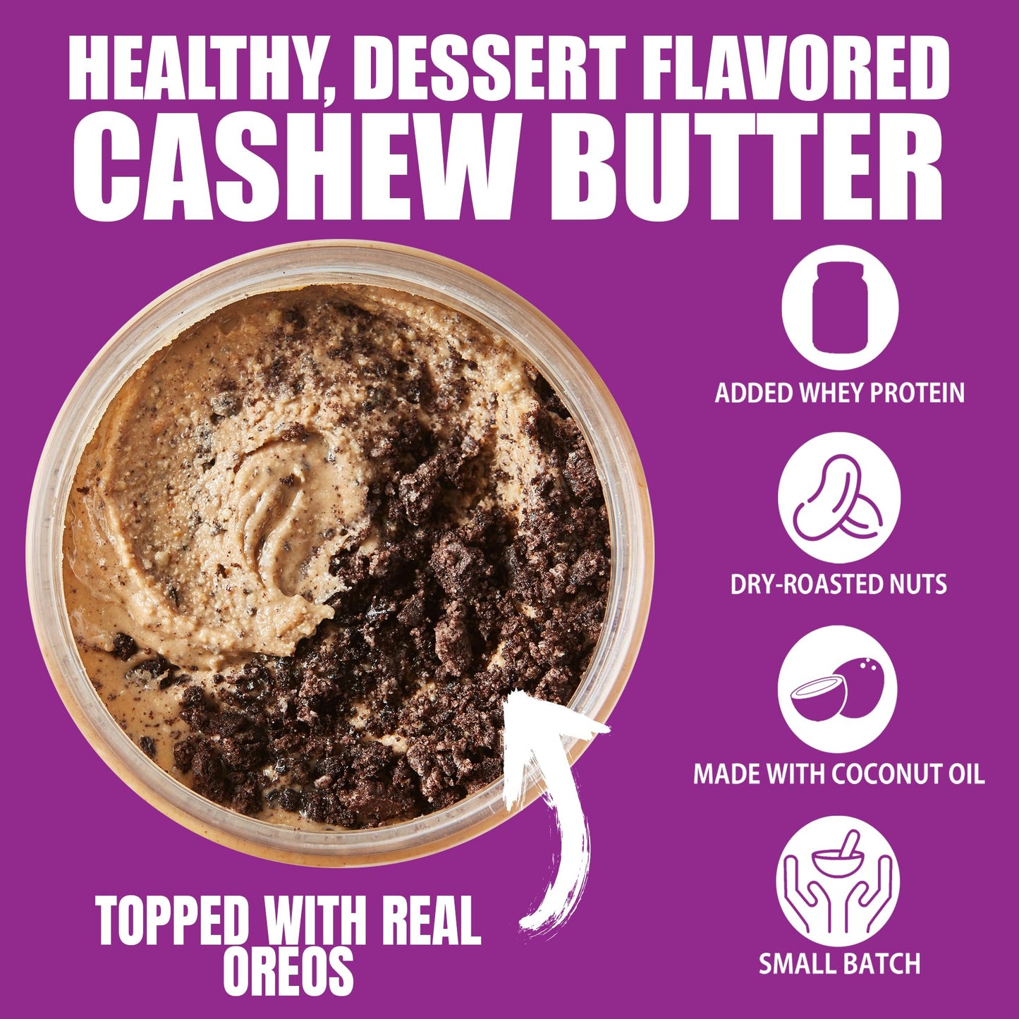 Fit Butters Rory'S Cookie Monster Madness (Cookies & Cream Cashew Butter) Spread, Added Protein And Coconut Oil, Low Carb, Low S
