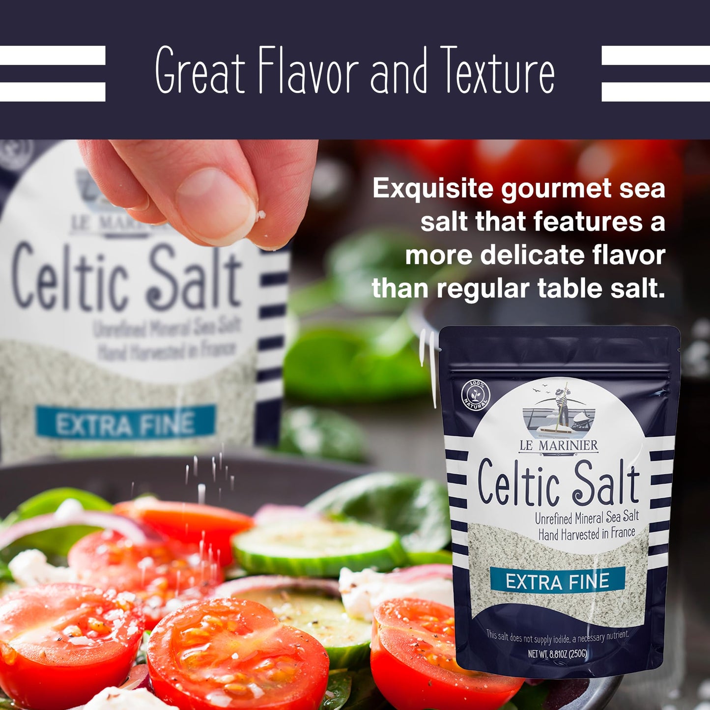 LE MARINIER CELTIC SALT Extra Fine French Sea Salt, 8.81oz, Unrefined Mineral Rich from the Celtic Sea