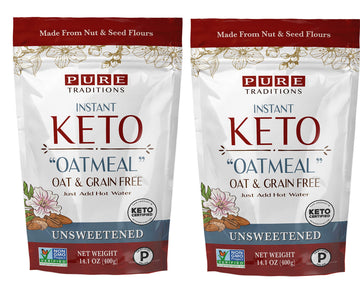 Keto Oatmeal, Instant Hot Cereal, Unsweetened, Certified Paleo, Keto Certified, Gluten & Grain Free (14.1 Oz) (2 Pack)