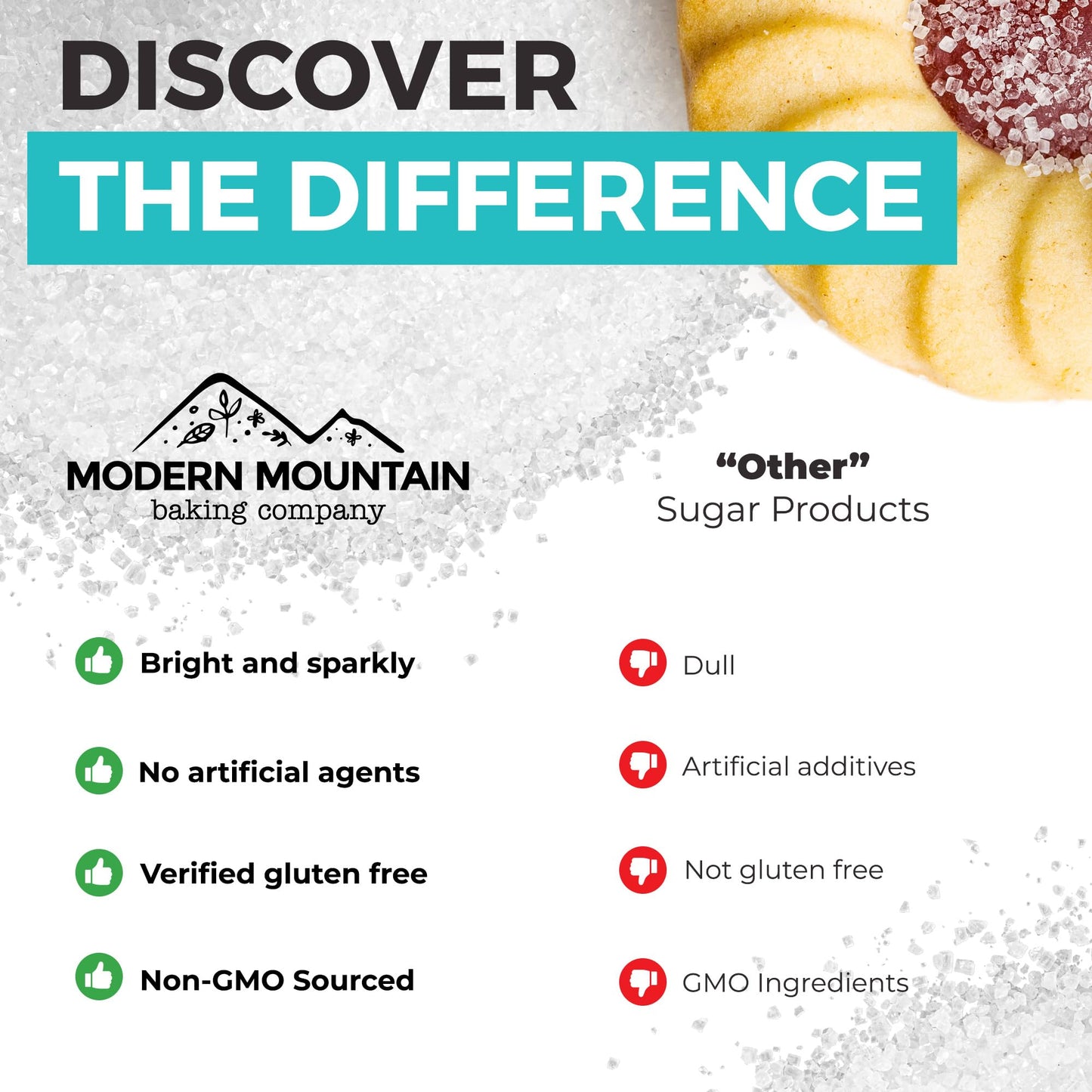 MODERN MOUNTAIN Sparkling Sugar Crystals, Extra Coarse Grain, 40 oz, White
